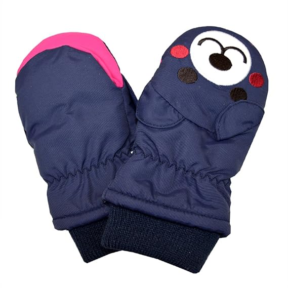 Amazon Co Jp スキー手袋 雪遊び ベビー キッズ ミトン手袋 スノー手袋 くま 柄 女の子 ネイビー3歳 4歳用 スポーツ アウトドア