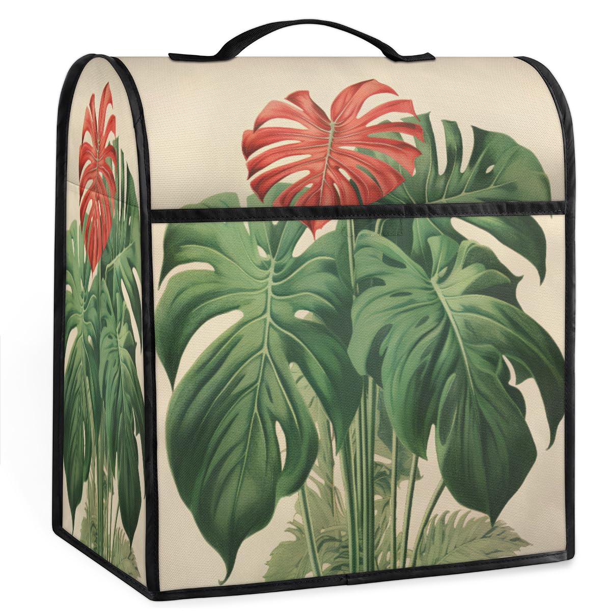 Coffee Maker Cover Tropical Leaf Kitchen Appliance Covers Small Appliance Covers Blender Cover Juicer Cover Dust Covers for Kitchen Appliances with Top Handle and Pockets,Washable,C841