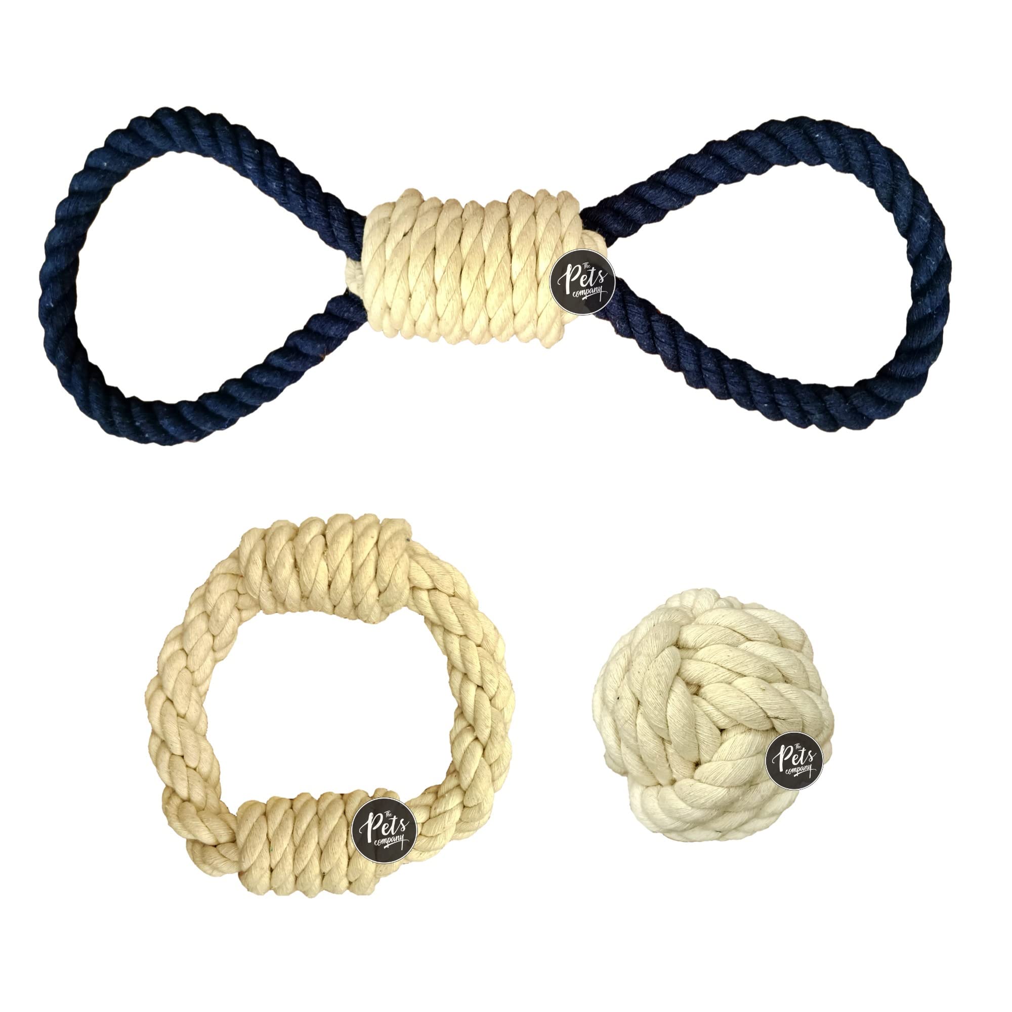 The Pets Company Dog Rope Toy for Adult Aggressive Chewers, Dental Cleaning (Dog Ball + Natural Tug + Ring) Dog Toy Combo of 3 for Large Dogs (B0BQGQF61G) Amazon Price History, Amazon Price Tracker