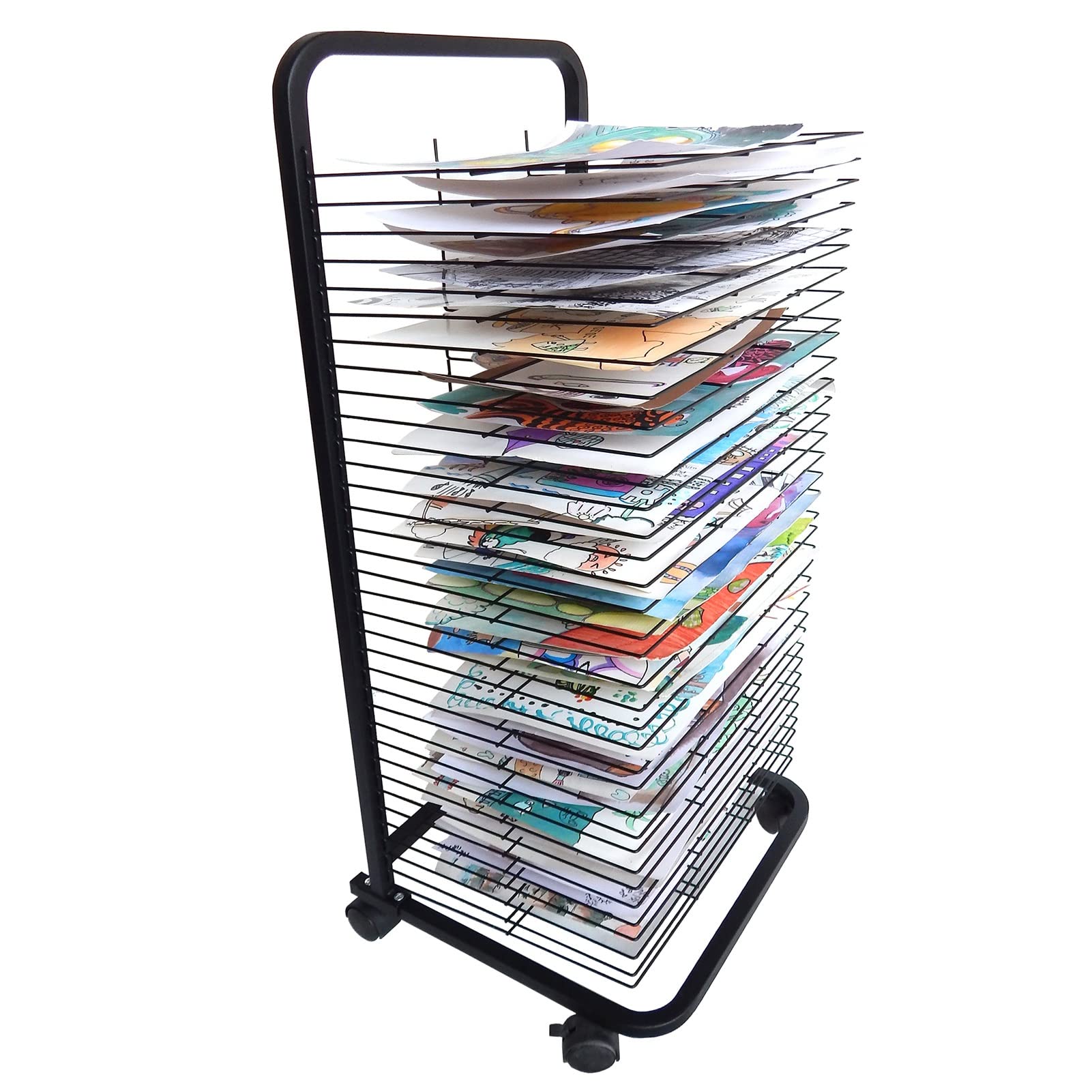 Aioneer 35-Shelf Mobile Art Drying Rack For Art Studios&Classrooms,Perfect For An Art Organizer,Paintings,Storage,And Any Drying Needs,17.3 X 16.5 X 41.7 Inches,Black
