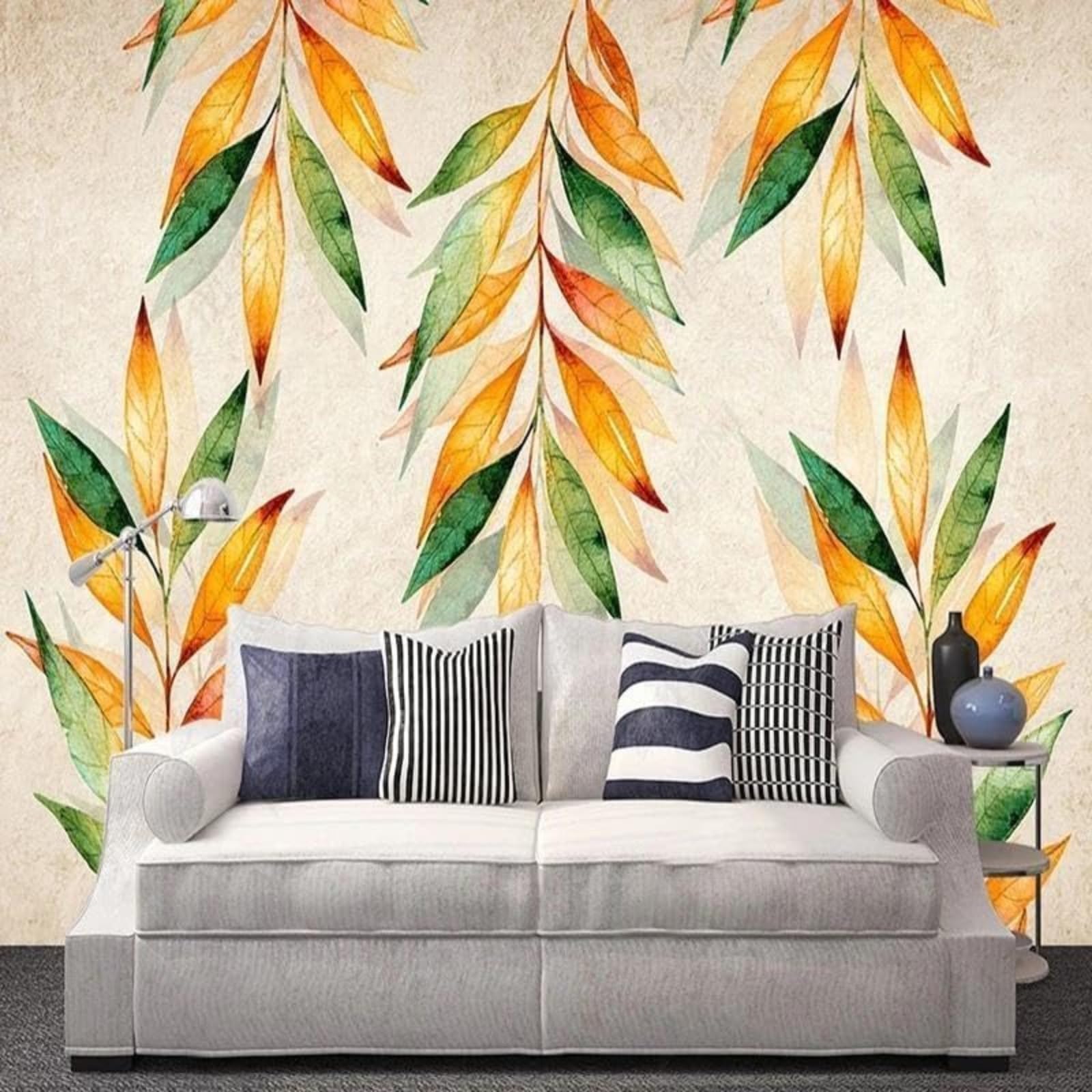 Mural 3D Fleurs Jaunes 430x300 cm papier peint grand format pour salon