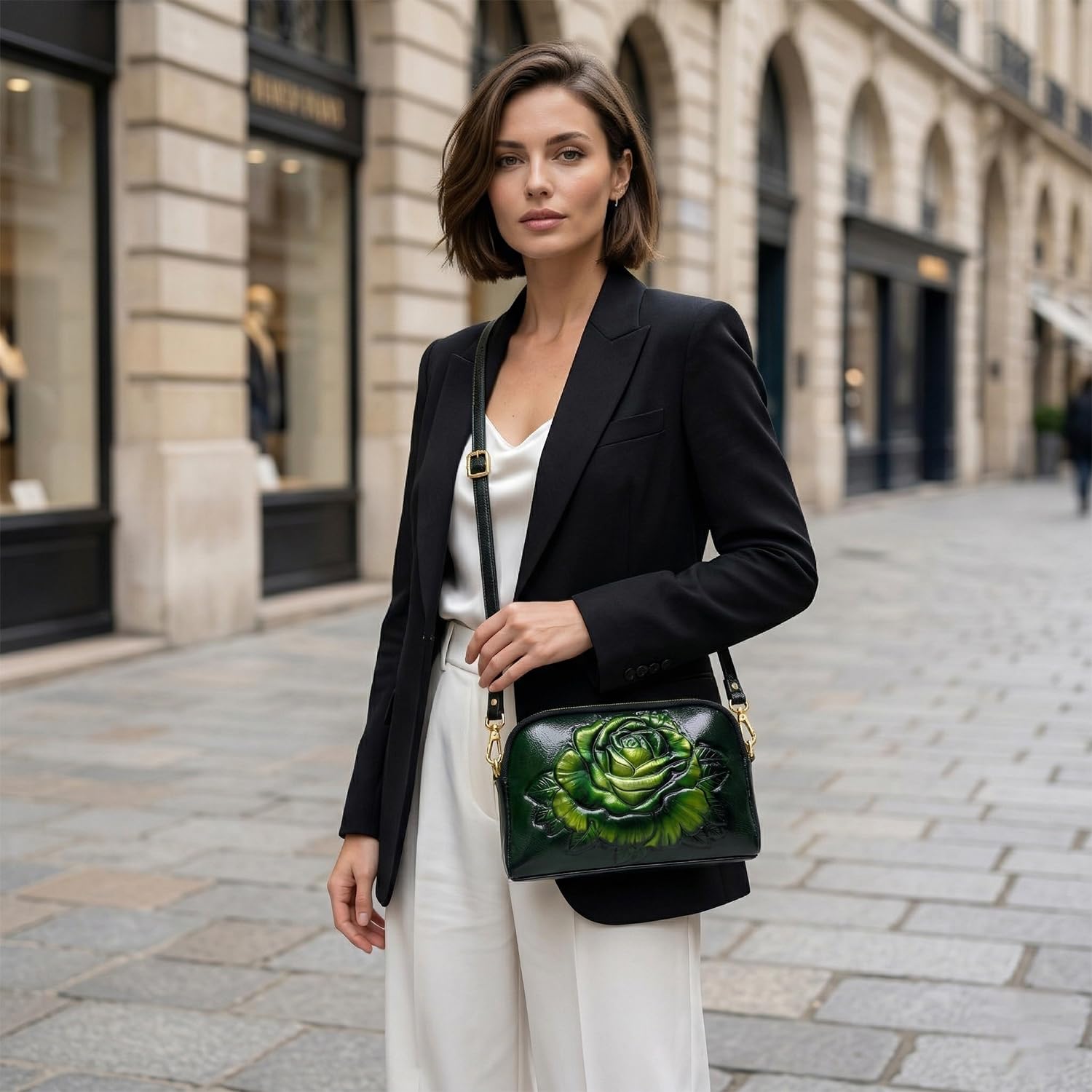 Damen Mini Tasche Damentasche Kleine Handtasche Umhängetasche Clutches aus PU-Leder Frauen Schultertasche Exotisch Ethnische Blumen für Mutter