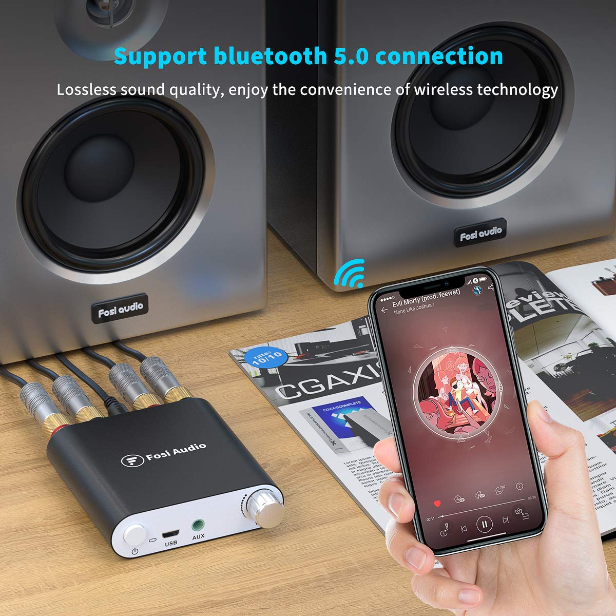 Prоduсt Dеаl Fosi Audio ZK-1002D Mini 2.0 Channel Bluetooth Power Amplifier Wireless Stereo Receiver 100W x 2 with 3.5mm AUX USB Input