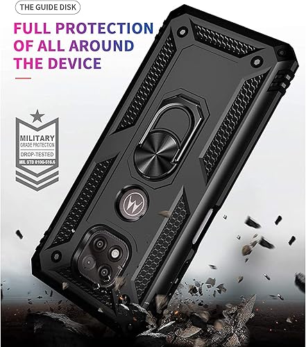 Miniatura 5 de TJS Funda compatible con Motorola Moto G Power 2021, con protector de pantalla de vidrio templado, anillo de metal con soporte magnético, funda