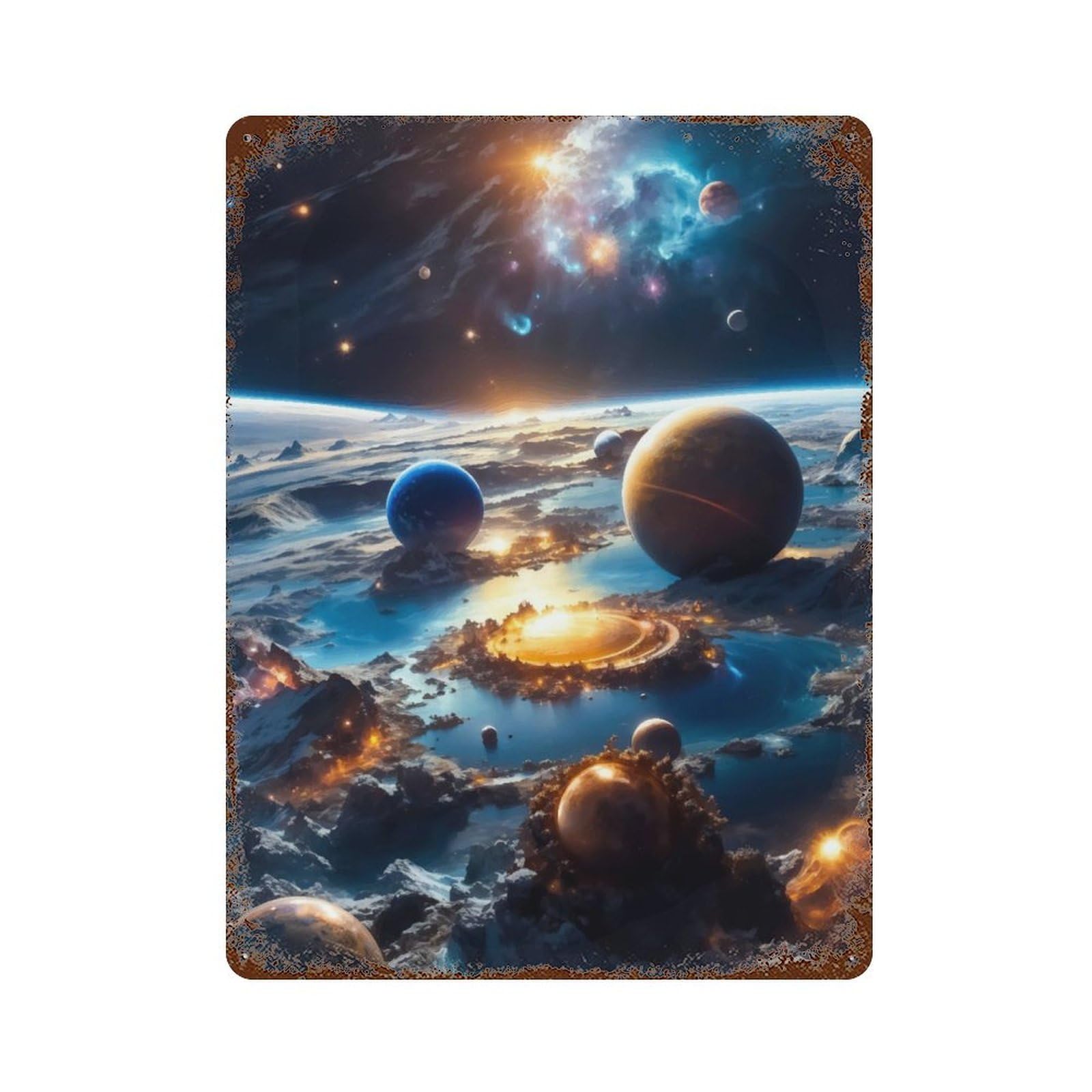 Space Game Decorative Tin Sign 15.7"x11.8", for Bistro, Counter And Cafe Decor, Retro Wall Decor