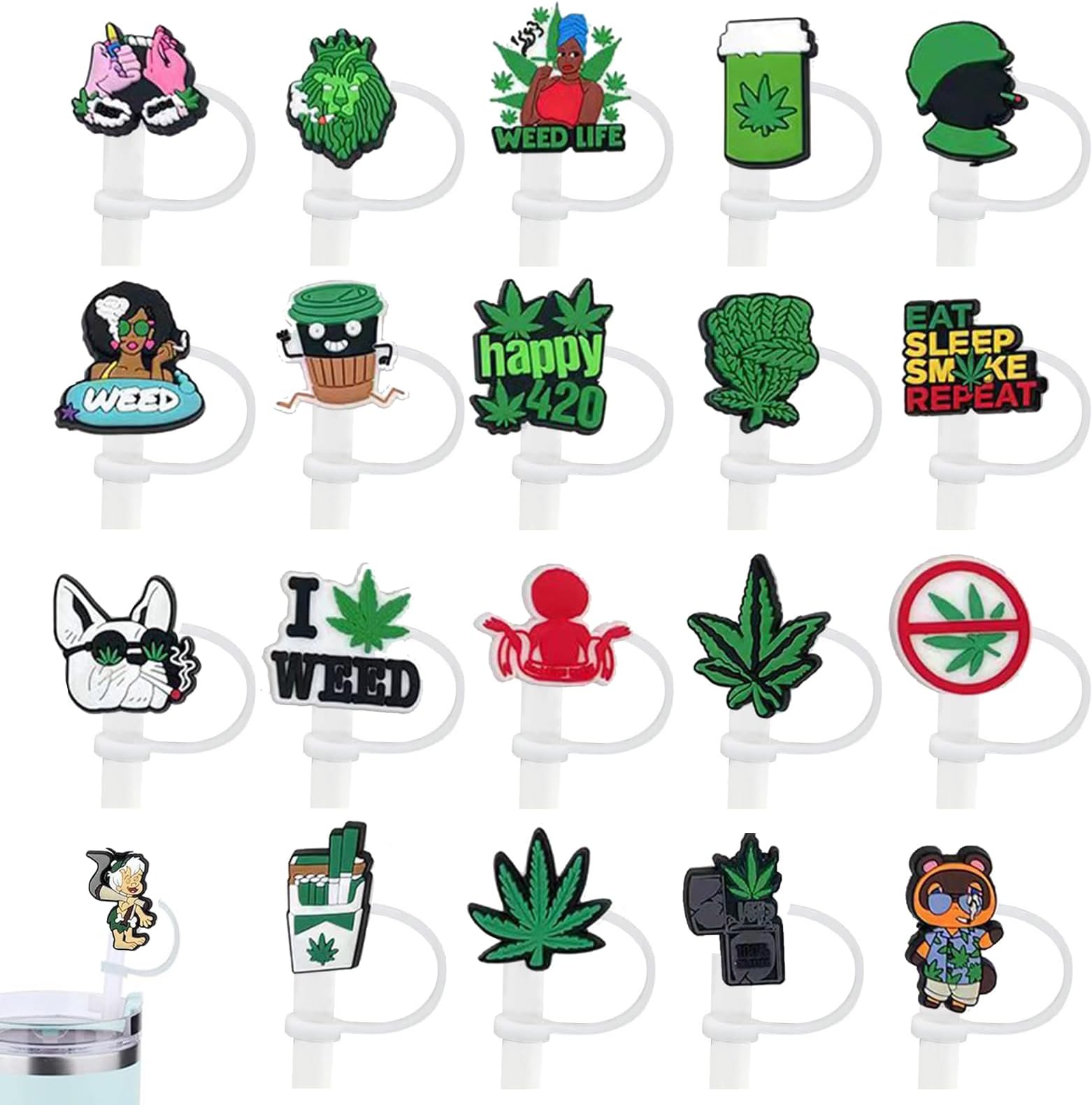20 Pcs Leaf Series Straw Covers Cap For Stanley Cup, 0.4 IN/10 MM Diameter Cute Straw Topper Compatible With Stanley 30&40 OZ Tumbler