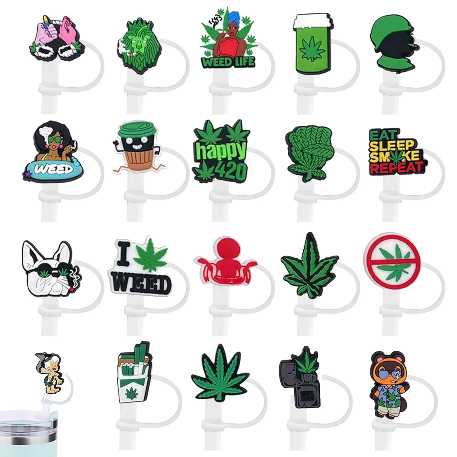 20 Pcs Leaf Series Straw Covers Cap For Stanley Cup, 0.4 IN/10 MM Diameter Cute Straw Topper Compatible With Stanley 30&40 OZ Tumbler