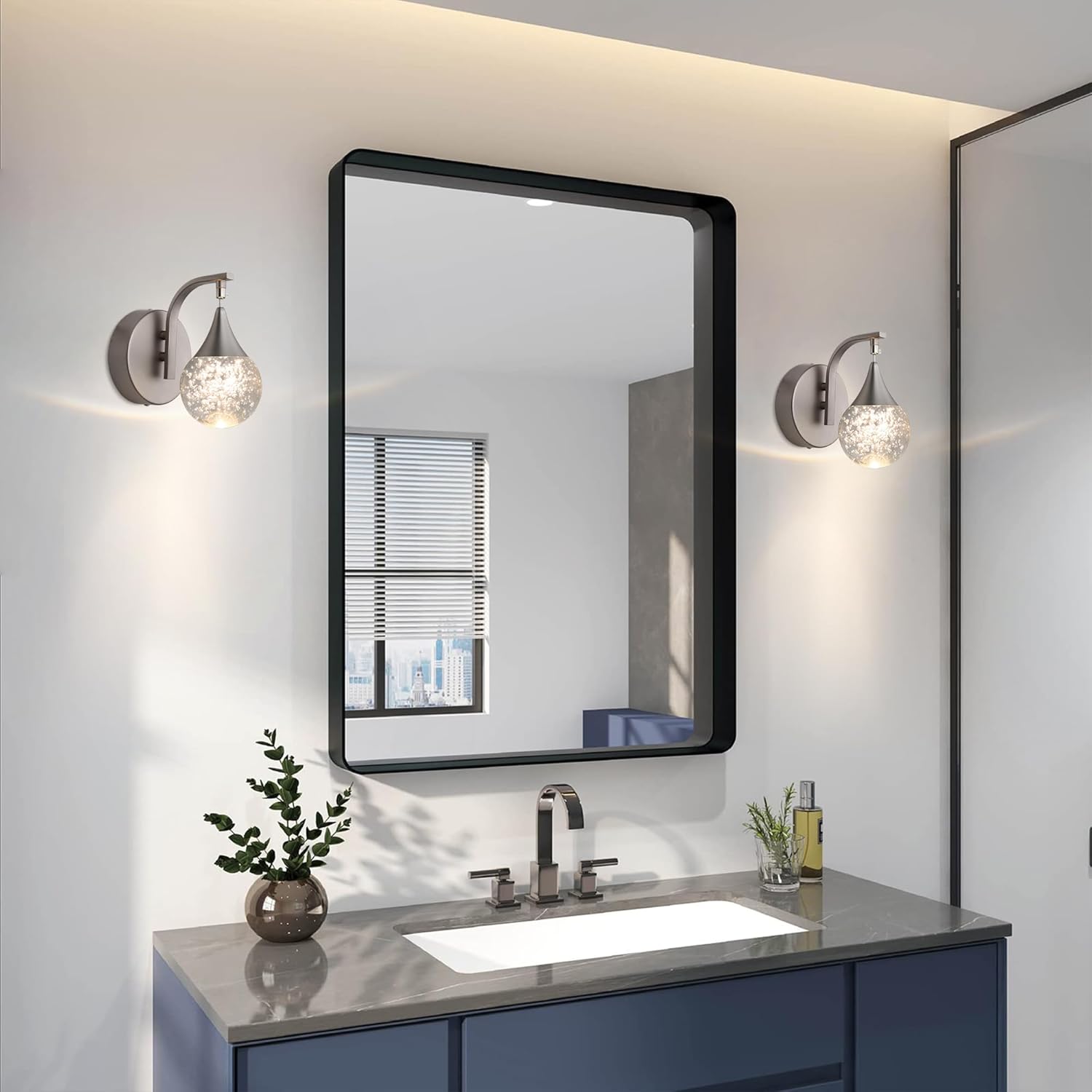 Modern Wall Light, Globe Crystal Wall Sconce, Led Bubble Wall Lamp for Bedroom Living Room Hallway, 3300k Warm White | Dimmable | Chrome