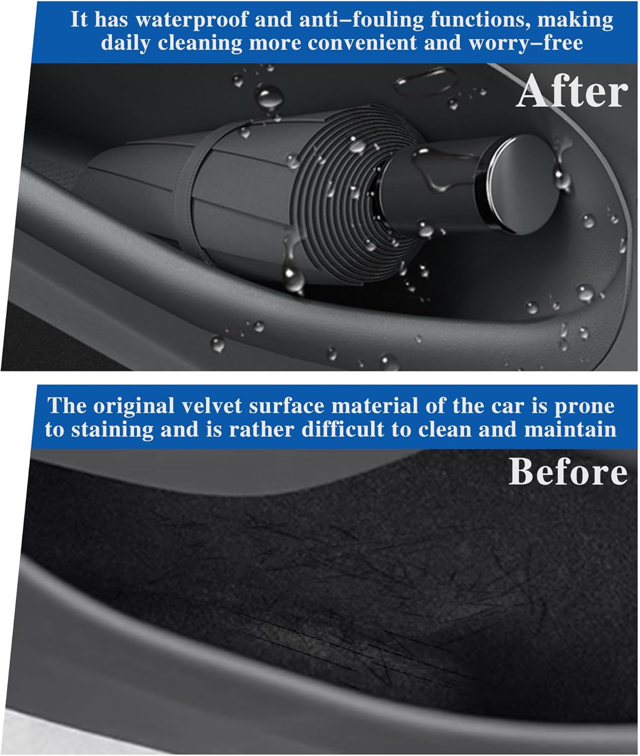 Door Side Storage Box Full Wrapped for Tesla Model Y Juniper 2025 2026 4PCS Front & Rear Door Organizer Tray TPE Slot Pockets Liner Protector for Model Y Launch Series Accessories