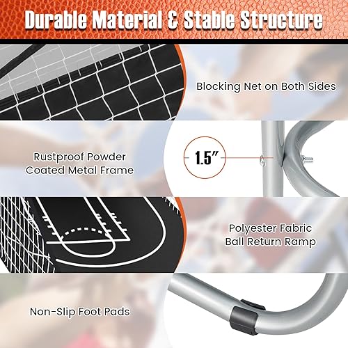 Vista 52 de Goplus Juego de arcada de baloncesto plegable de doble tiro, juego de aro de baloncesto con puntuación electrónica, 8 modos de juego, 4 bolas, Negro