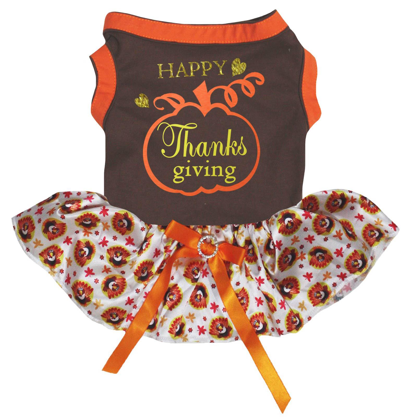 Robe citrouille chien dinde Thanksgiving marron XS vêtement automne