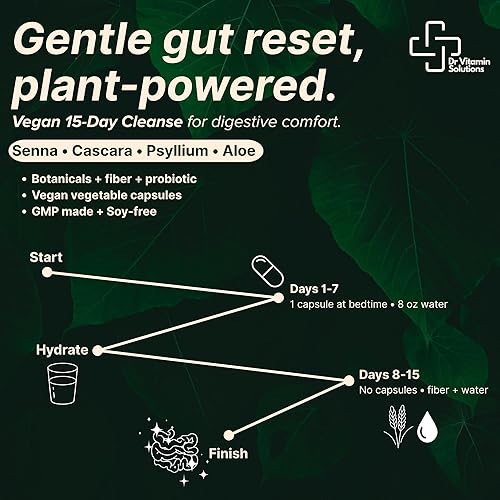 Miniatura 7 de DR VITAMIN SOLUTIONS Limpieza de 15 días - Desintoxicación natural de colon y apoyo digestivo con Senna, Aloe Vera, Cascara Sagrada y probióticos -