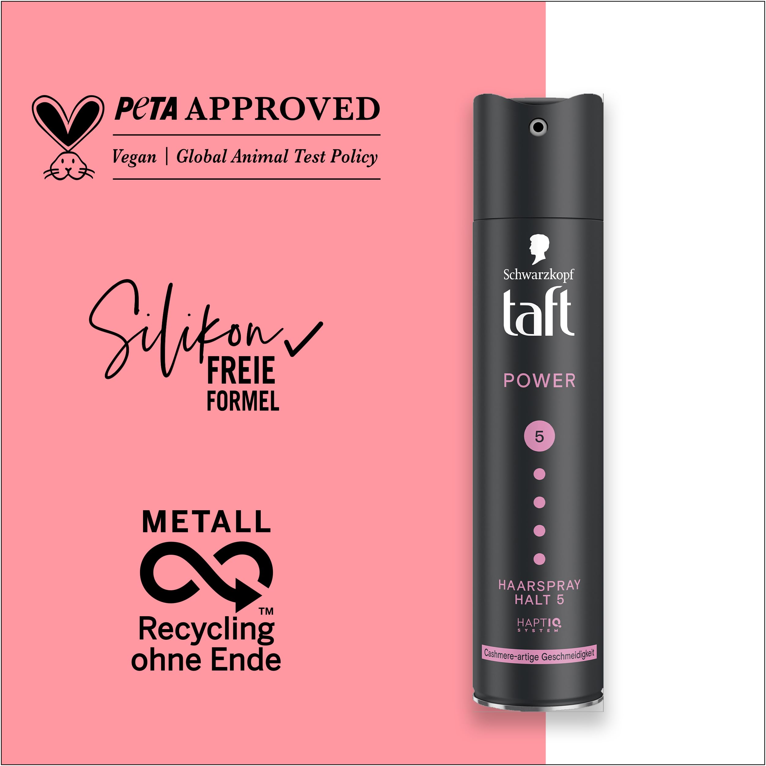 Schwarzkopf TAFT lakier do włosów Power Cashmere (250 ml), stopień utrwalenia, 5 stylizacji włosów, lakier do włosów suchych i zniszczonych, gładkość przypominająca kaszmir, wegańska formuła *