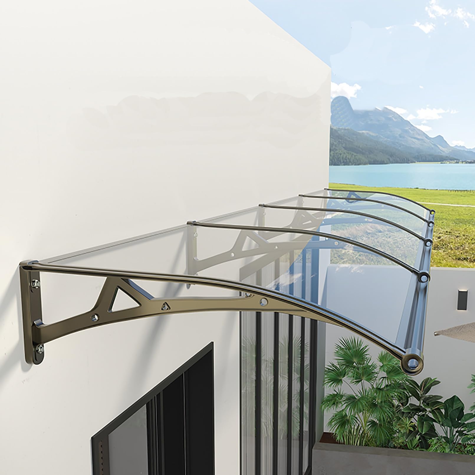 Auvent de porte pour jardin et balcon Pelina afin de rester au sec en ouvrant vos clés