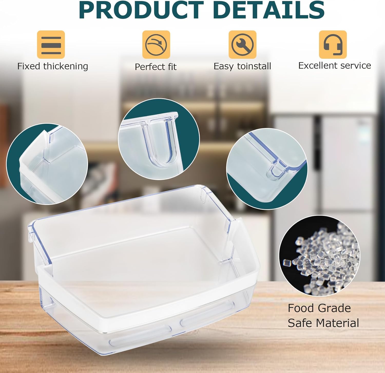 WR71X11044 WR71X11059 Refrigerator Door Shelf Bin (Right)，Compatible with GE Refrigerator Replacement Shelves Replaces PS6011779,AP5656690,2691847,EAP6011779 Fridge Door Shelf & Refrigerator Parts