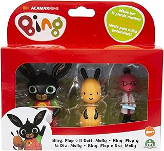 Giochi Preziosi Bing Set of 3 Mini Characters Bing, Flop and Doctor Molly, Bright Colors and Right Size for the Hands of the Little Ones, for Baby Starting from 18 Months, BNG41000, multi