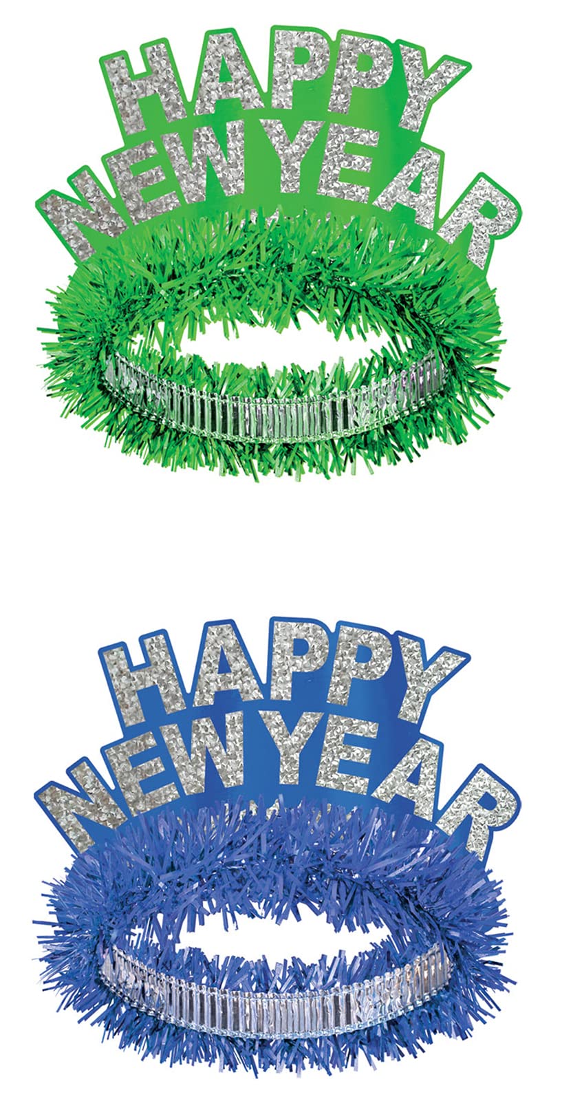 Diadème Happy New Year Beistle 88759 : lot de deux couronnes festives confortables