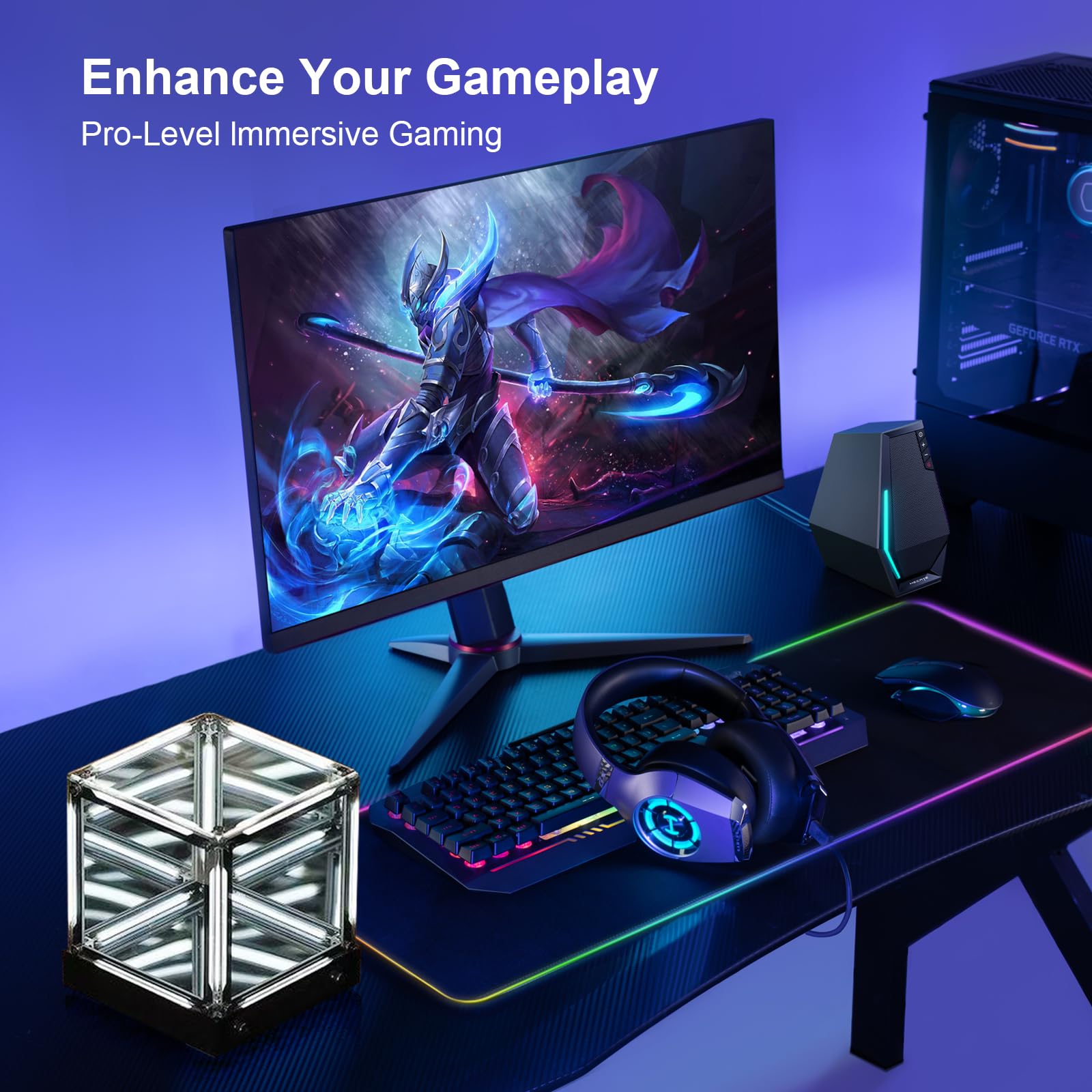 Infinity Cube Light, Infinity Mirror 4D cubo acrilico Led Abyss Effect Touch dimmerabile ricaricabile umore luce notturna per scrivania da gioco decorazione futuristica