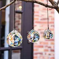 Conjunto de prisma de vidro facetado de 3 peças (30/40/50 mm) - apanhadores de sol de cristal que criam efeitos de luz arco-íris para casamentos, eventos e decoração de casa