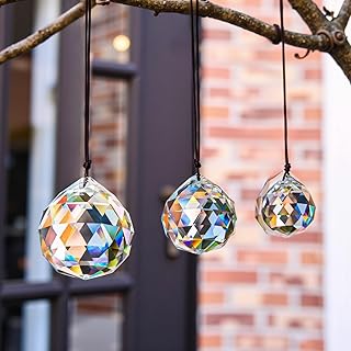 3-Piece Faceted Glass Prism Set (30/40/50mm) - Crystal Sun Catchers Creating Rainbow Light Effects for Weddings, Events & Home Decor