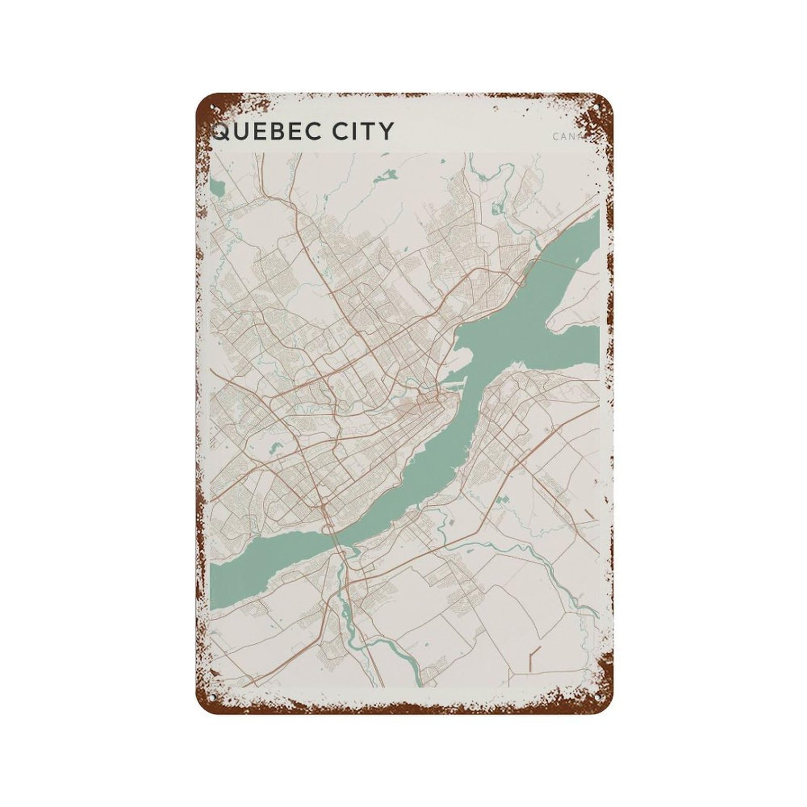 xiaoxiaoshen Quebec City Map Canada Wall Decor Art Metal Tin Poster Modern Home Decor Art Home Bar Shop Decorations Vintage Sign 30x20cm