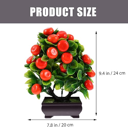 Miniatura 6 de GANAZONO Árbol de naranja artificial de plástico en maceta, simulación de mandarina, bonsái con maceta, árbol de cítricos de imitación realista para