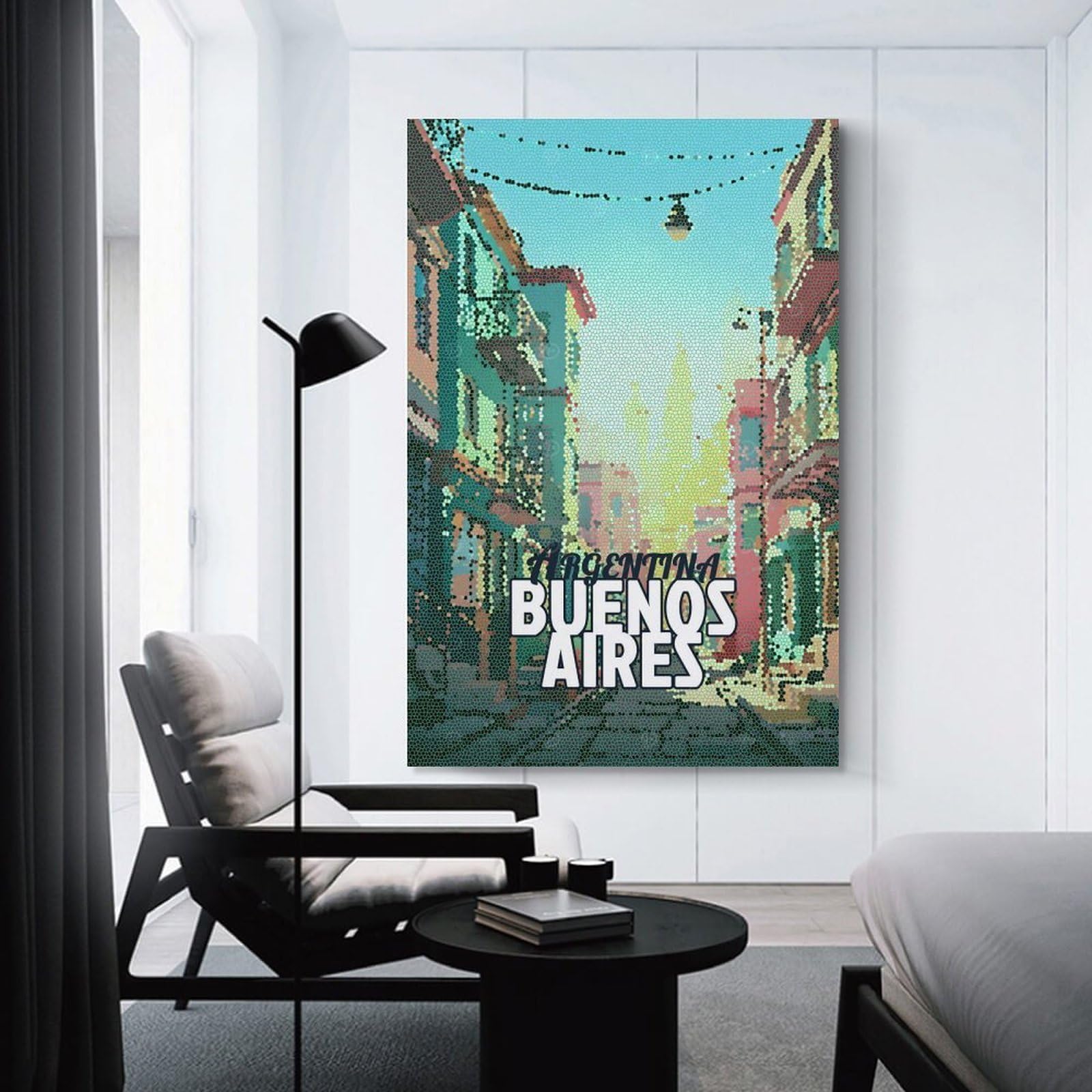 Junmoney Argentina Buenos Aires Mosaic Home Decor Wall Art, 24x36inch(60x90cm), for Apartment Walls, Studios Or Work Areas, Wall Decor with Flexible Room Appeal