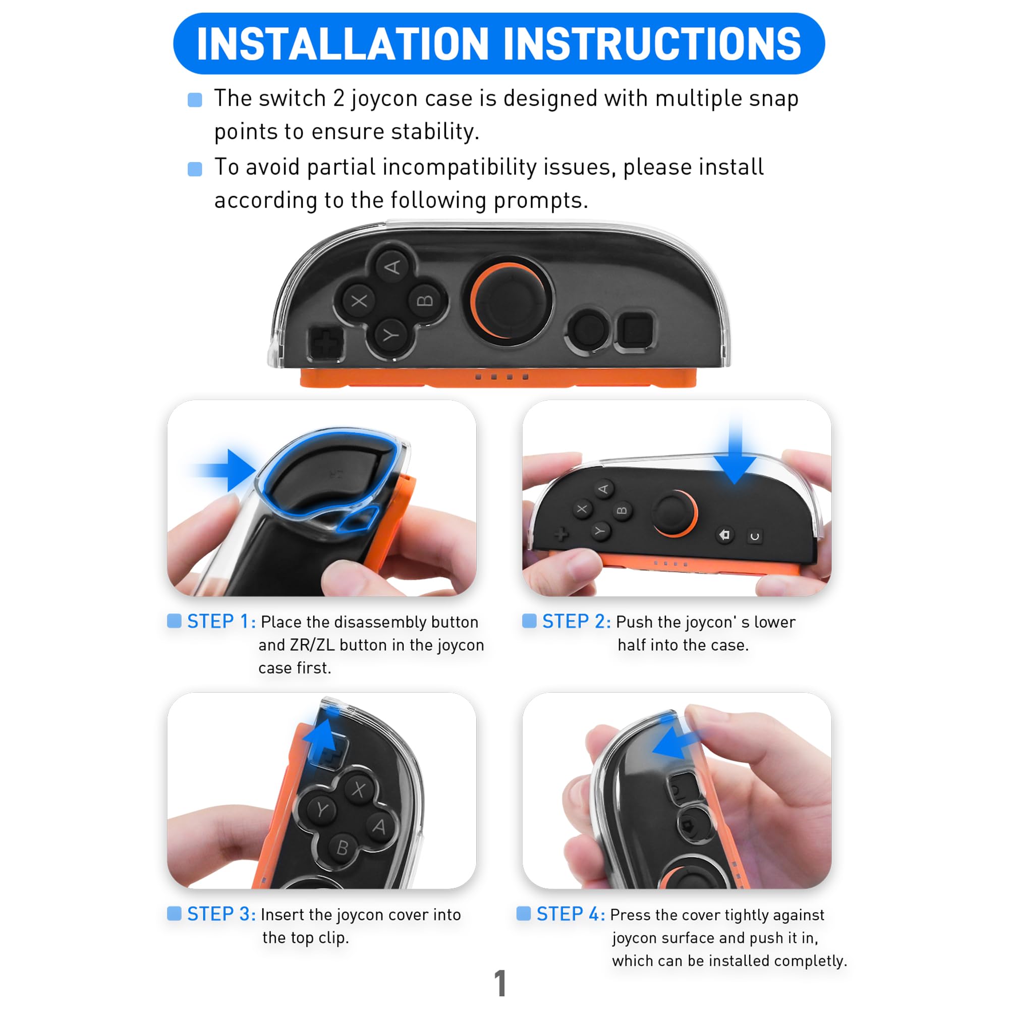 FANPL Custodia trasparente glitterata per Nintendo Switch 2 (2025), custodia protettiva agganciabile per Switch 2 e controller Joy Con con pellicola protettiva per lo schermo, 4 tappi per pollice