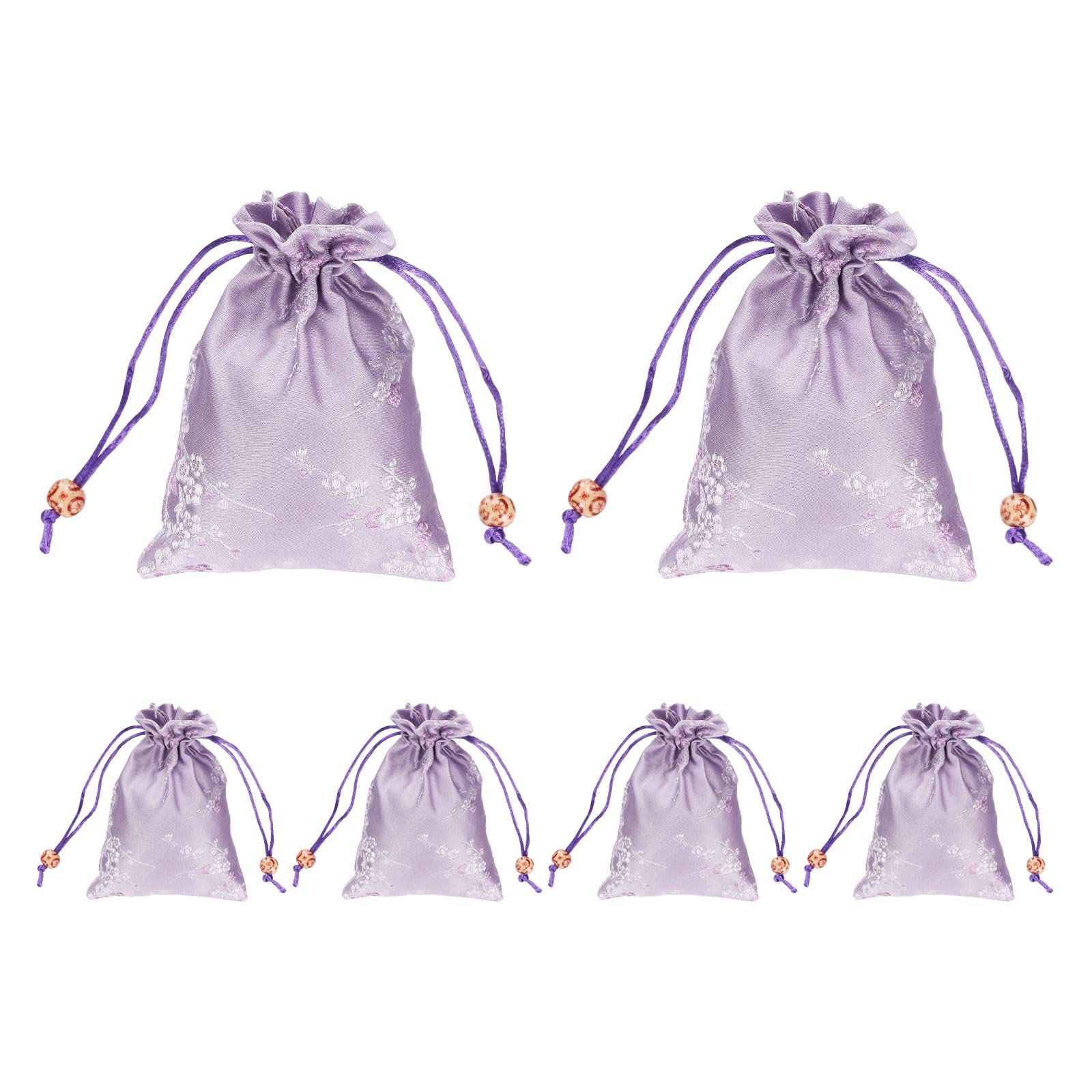 PATIKIL Silk Drawstring Bag, (4 x 5.5 Inch, Purple) (6 Pcs), Embroidered Satin Gift Bags Wedding Favor Pouch with Drawstring, Suit for - Jewelry/Candy/Christmas Party/Birthday Gift