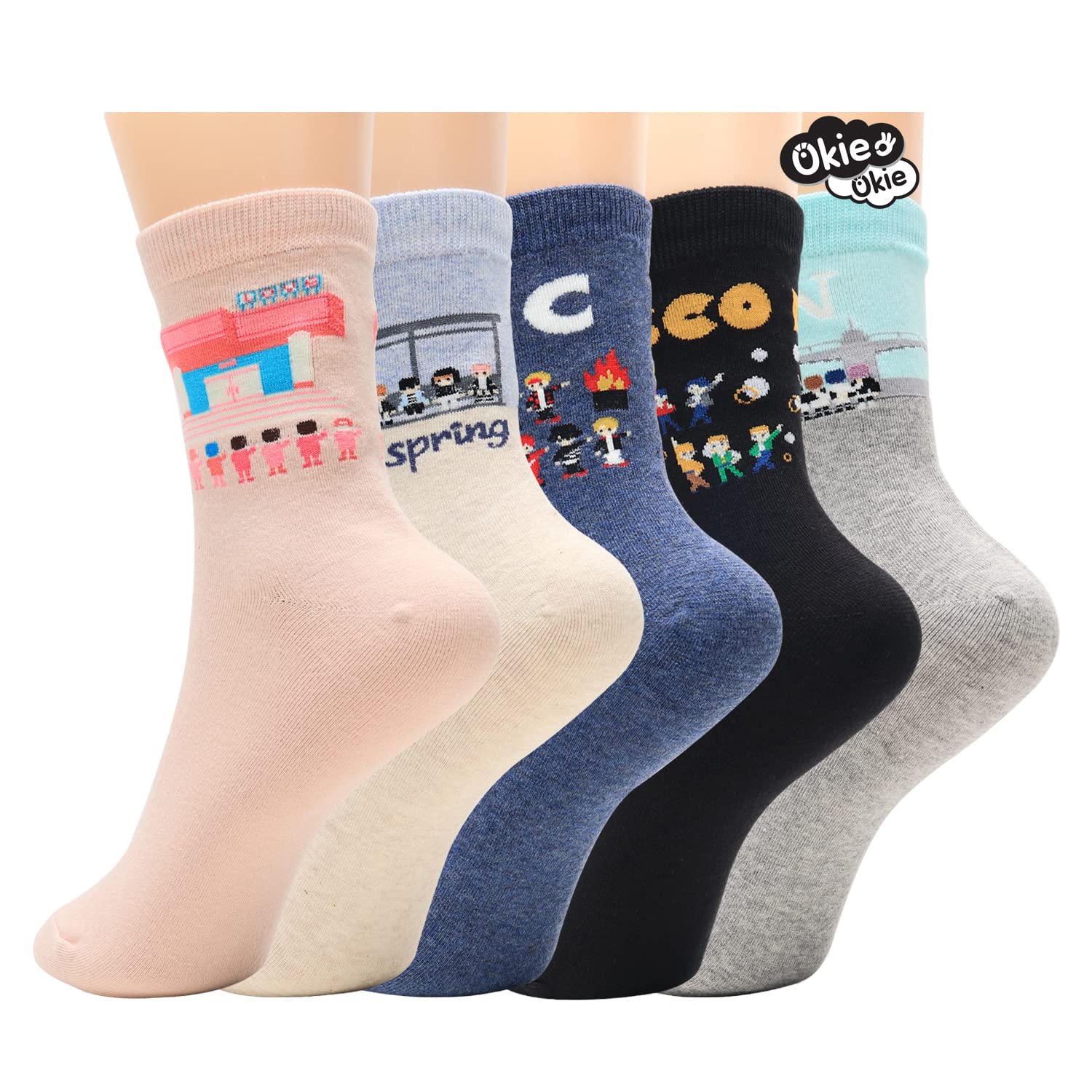 OKIE OKIE Womens Cat Socks - Crazy Cute Animal Dog Owl Print Crew Novelty Fun Funny Gifts