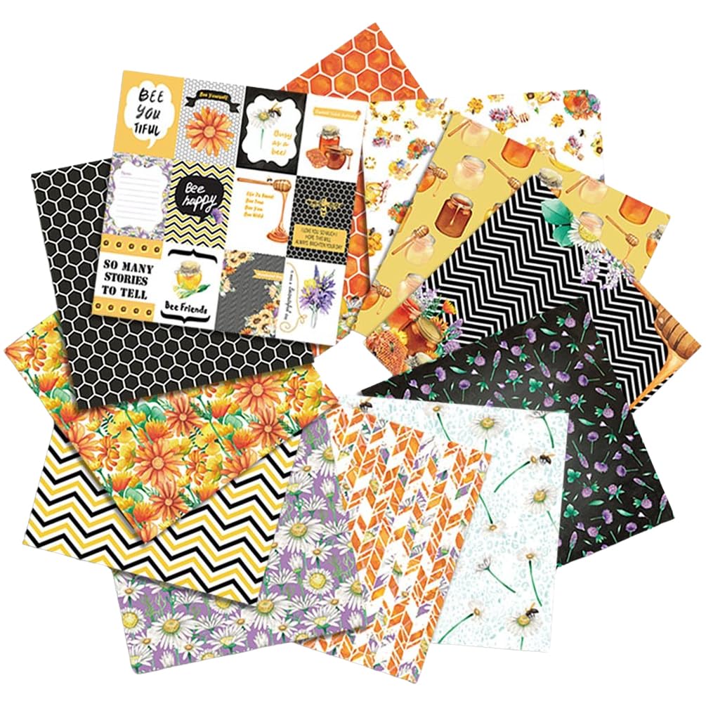 Papel para álbumes de recortes, Paquetes de papel de 6" x 6", 48 hojas de cartulina floral, papel con estampado de una sola cara, papel decorativo for manualidades con temática de cosecha, álbum de fo