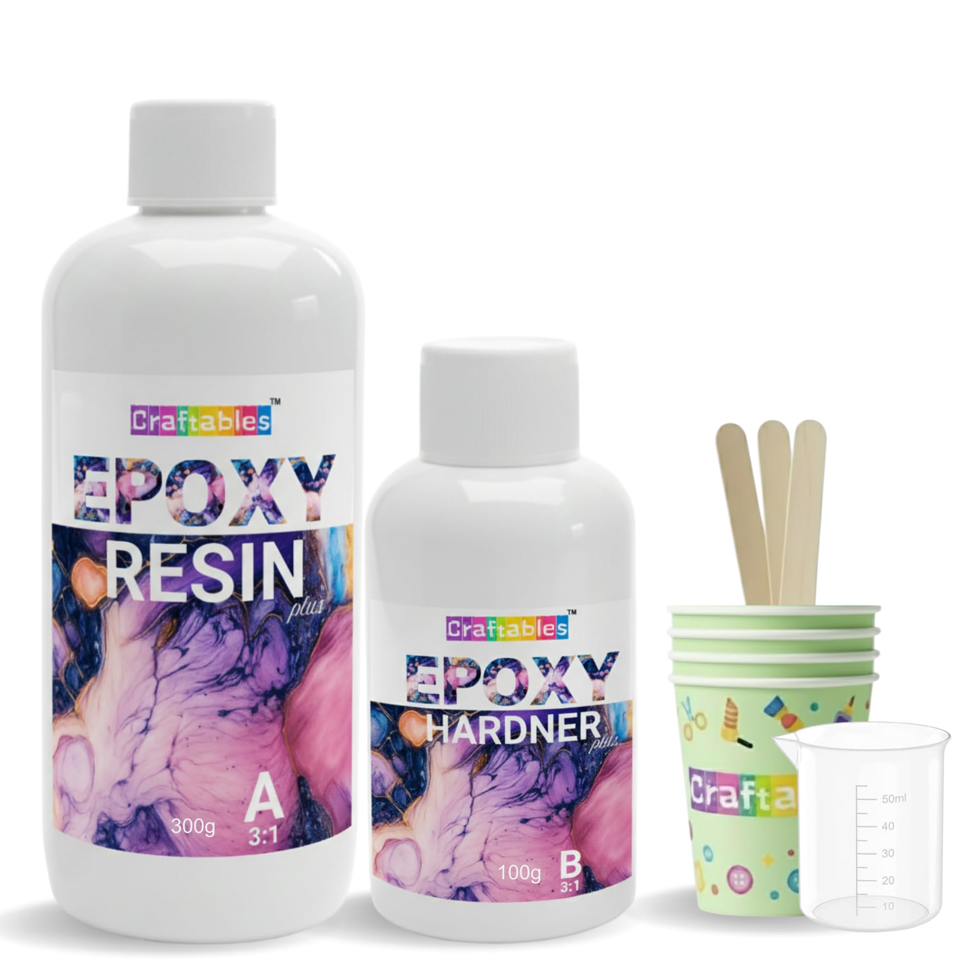 Craftables Crystal Clear Epoxy Resin Plus – 400g Kit (3:1) | High Gloss Art Resin for Casting, Coating, Jewellery Making, Moulds, Tabletops & DIY Craft Projects | Bubble-Free, Scratch-Resistant Finish-image-39
