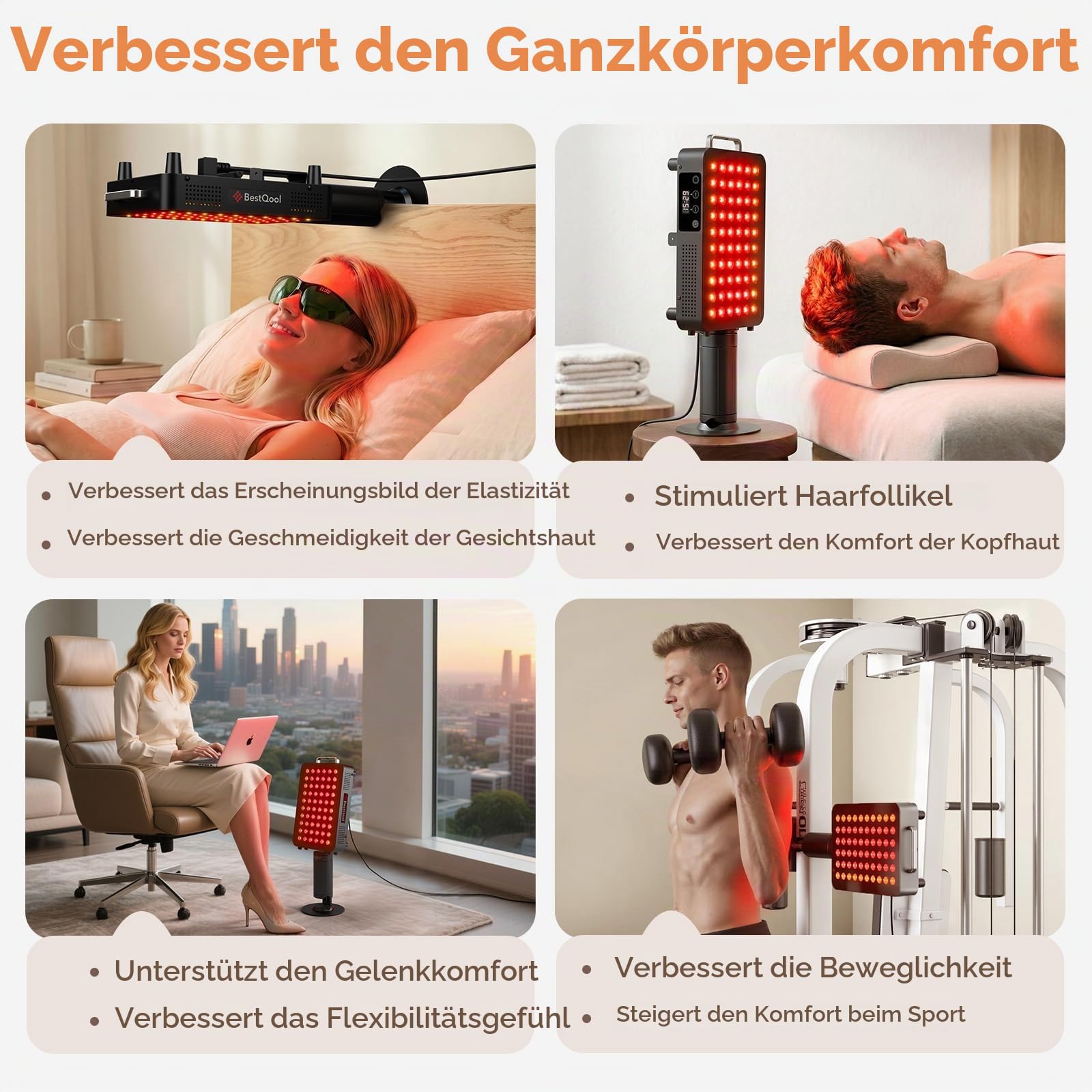 BestQool Rotlicht Panel Mit Ständer, 6 Wellenlängen 630–940nm für Körper