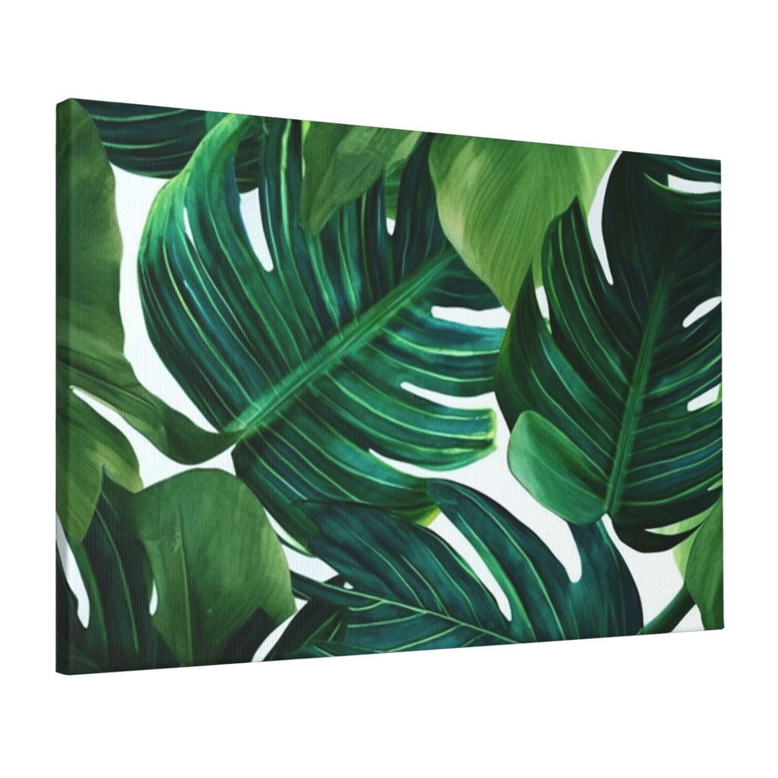 FodPand Canvas Wall Art for Living Room Wall Decor 16"x24" Modern Artwork Painting Pictures Hanging Canvas Prints Banana Leaves Aesthetic Wall Art for Bedroom Bathroom Office Wallart Decor