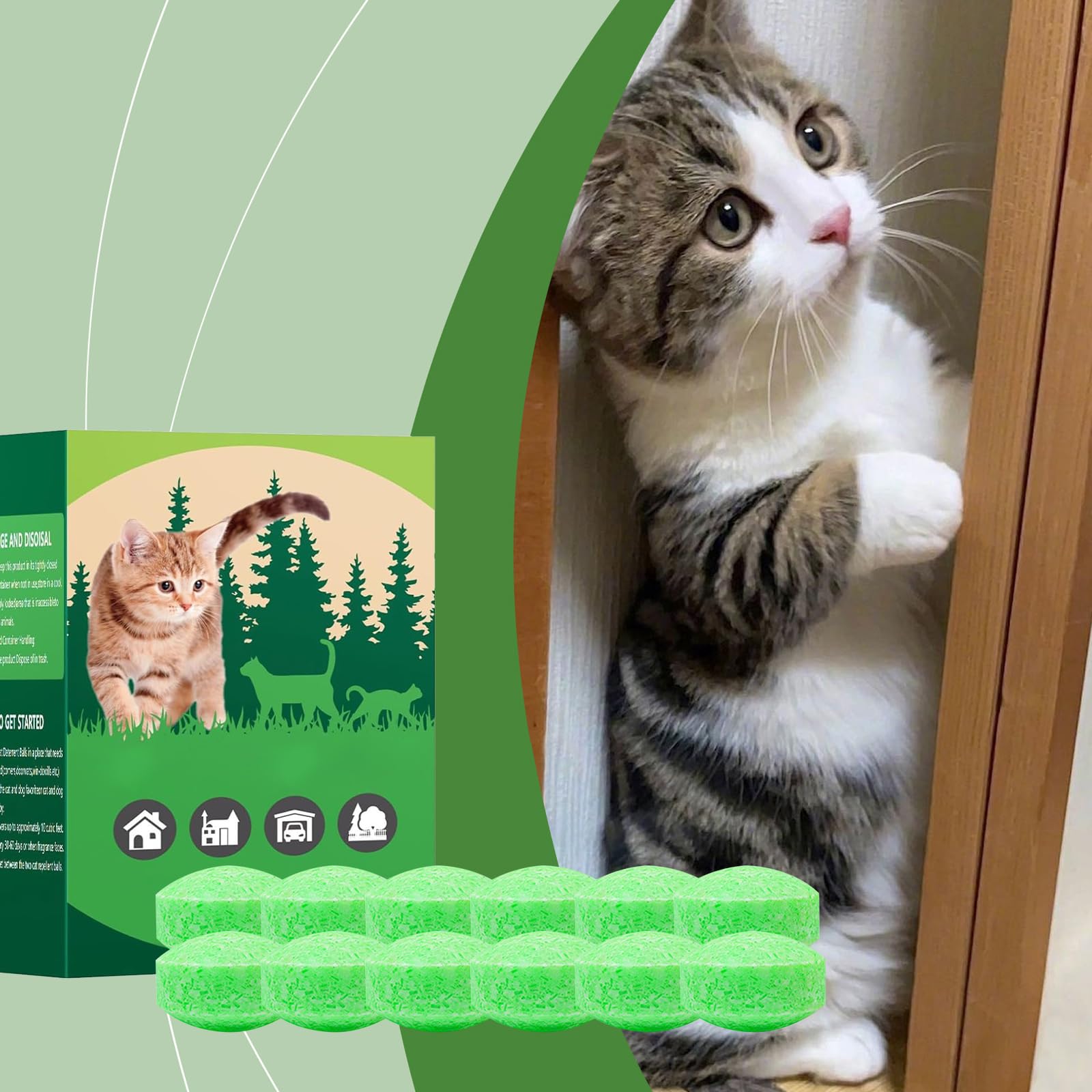 Katzenvertreiber,12 Stück Animal Scarer,Katzen fernhalten,mit Schutzbeutel,Abschreckungskugel for Gärten,Katzenschreck Granulat,für Haus, Garten, Garage und Grundstück