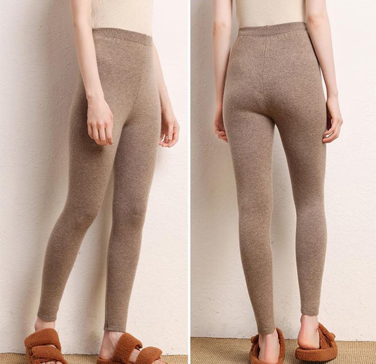 Leggings Térmicos Mujer 100% Cachemira - Cintura Alta Suaves & Cálidos, Ideales para Invierno, Yoga y Deporte