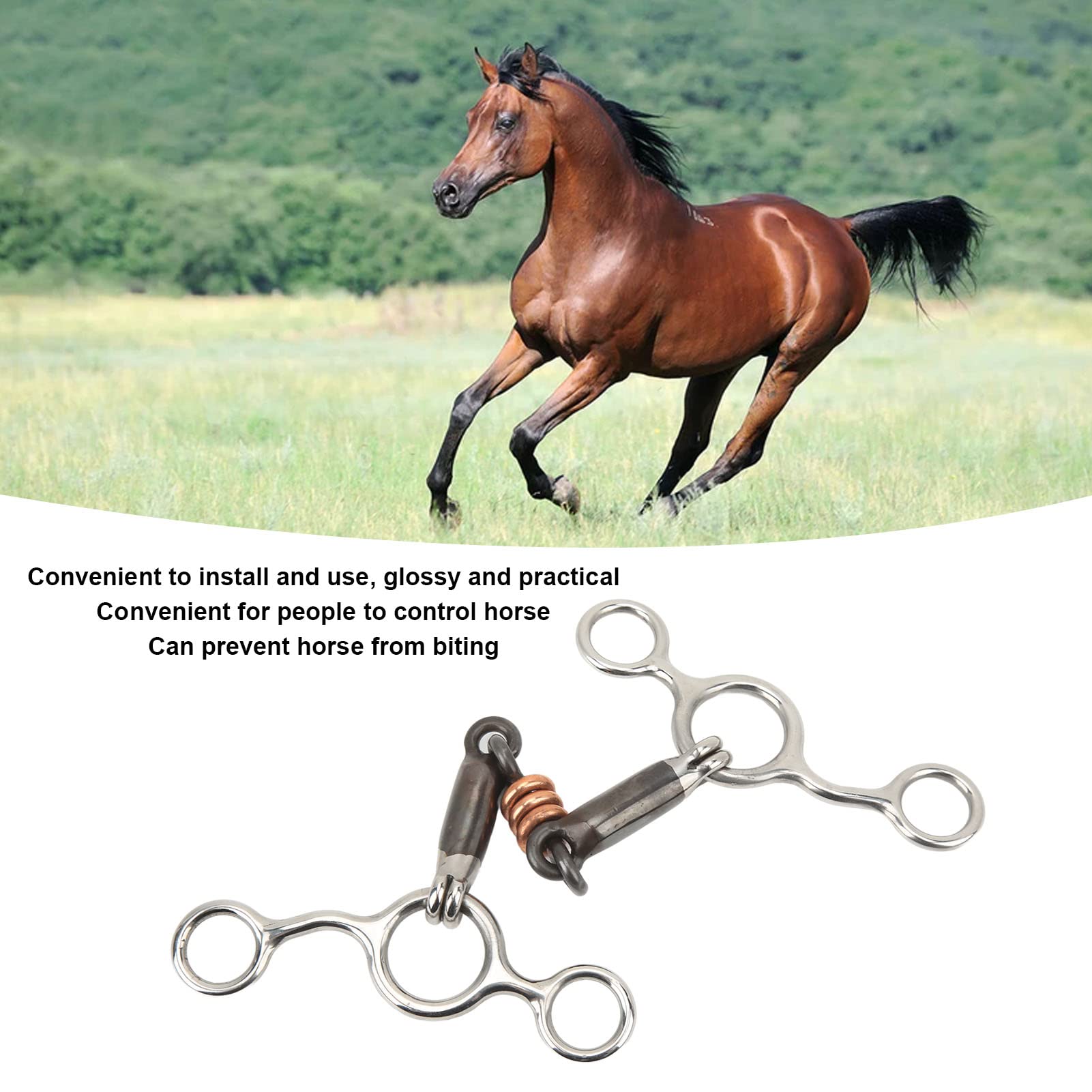 Topyond Filetto con Anello Gag in Ottone in Acciaio Inossidabile Bocchino da 145 Mm Attrezzatura Efficace per L'addestramento del Cavallo Controllo Preciso E Comunicazione Ideale per La Monta Western