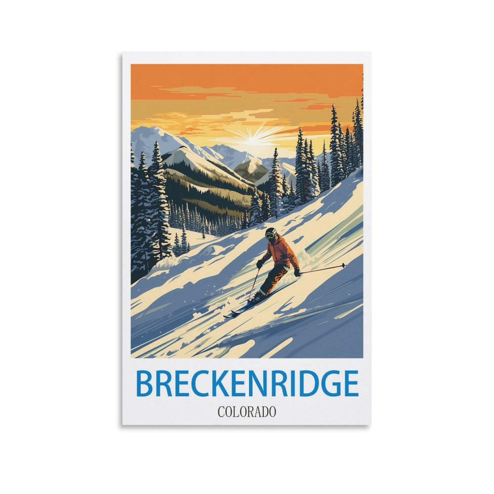 Nabique Unframe-Style Breckenridge Colorado Vintage Travel Posters Ski 08X12inch(20X30cm) Decorative Painting Canvas Wall Posters And Art Picture Print Modern Family Bedroom Decor Posters