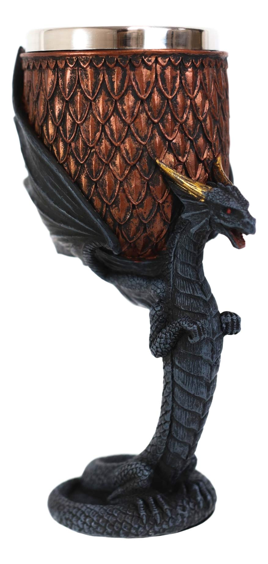 Ebros Gift Dragon Scales With Servant Winged Drake Stem And Base Drinking Wine Goblet Chalice 7.25