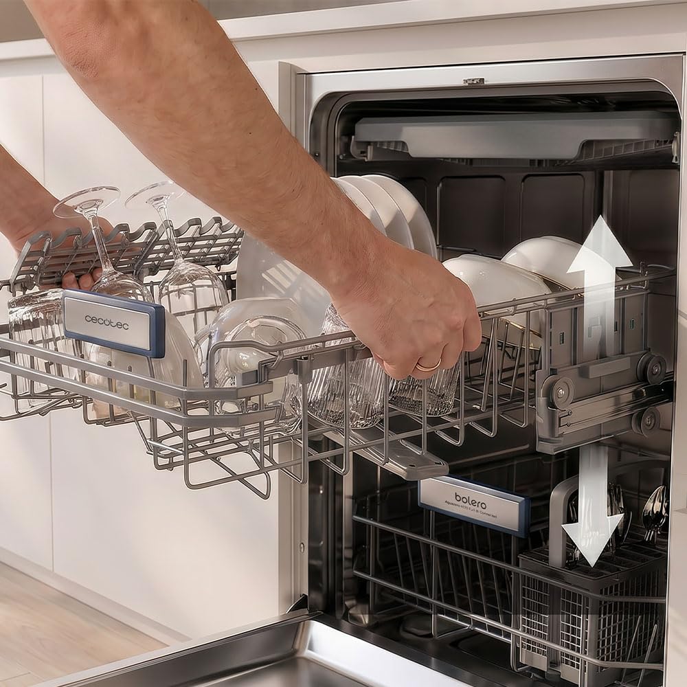 Cecotec Lavavajillas 45 cm Integrable Bolero Aguazero 45100 Full-BI Connected. 11 Cubiertos, 10 Programas, Inverter Plus Duo, Panel Táctil, WiFi, Smart Wash, O2Dry, Super Dry, FloorView Light