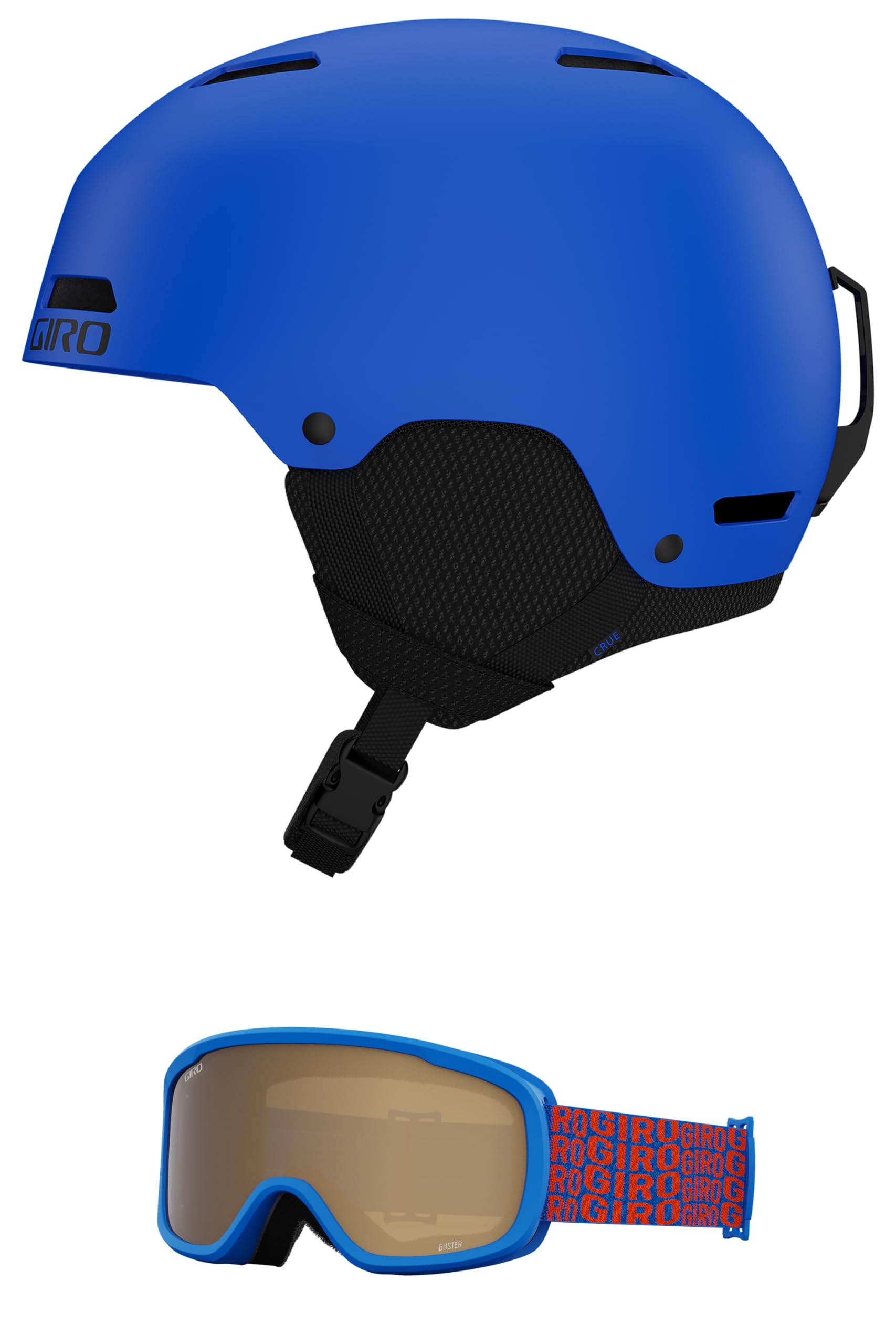 Giro Crue Skihelm, Kombi-Pack – Snowboardhelm mit passender Brille, matter Rand, Blau/Buster Blue Constant, S (52–55,5 cm) Sport & Freizeit