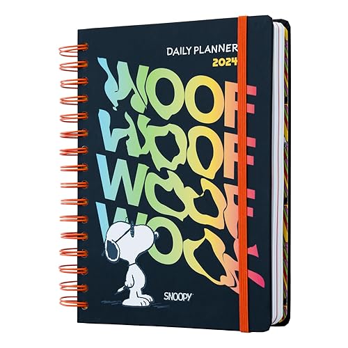 Grupo Erik Snoopy A5 2024 Day To Page Diary | January 2024 - December 2024 | 2024 Weekly Planner | A5 Planner With Stickers &amp; Pocket | 2024 Diary | Snoopy Gifts | Snoopy Diary