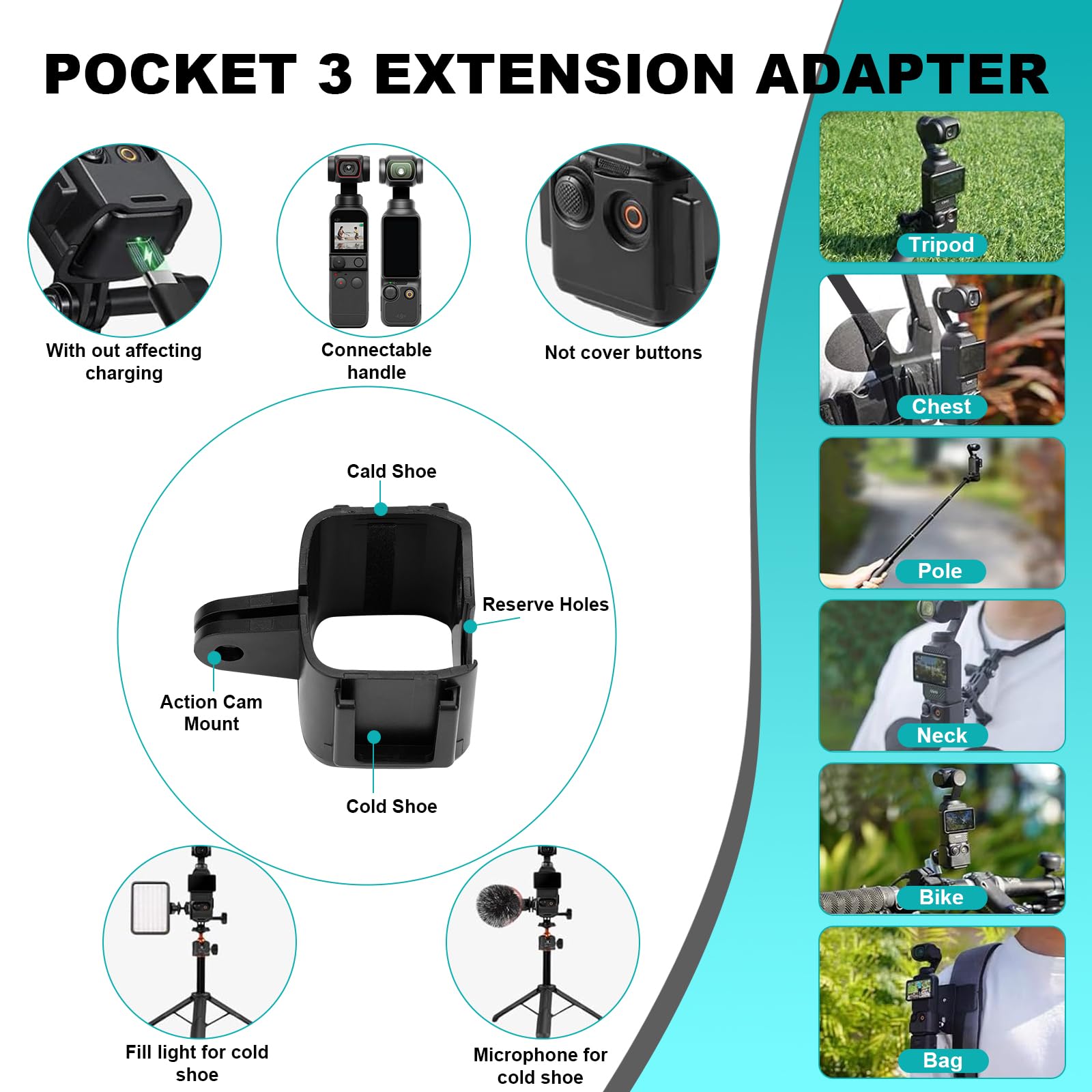 Supporto Ventosa Action Cam Fututech Supporto Ventosa Auto - Regolabile 360° Per Action Cam Dji Osmo