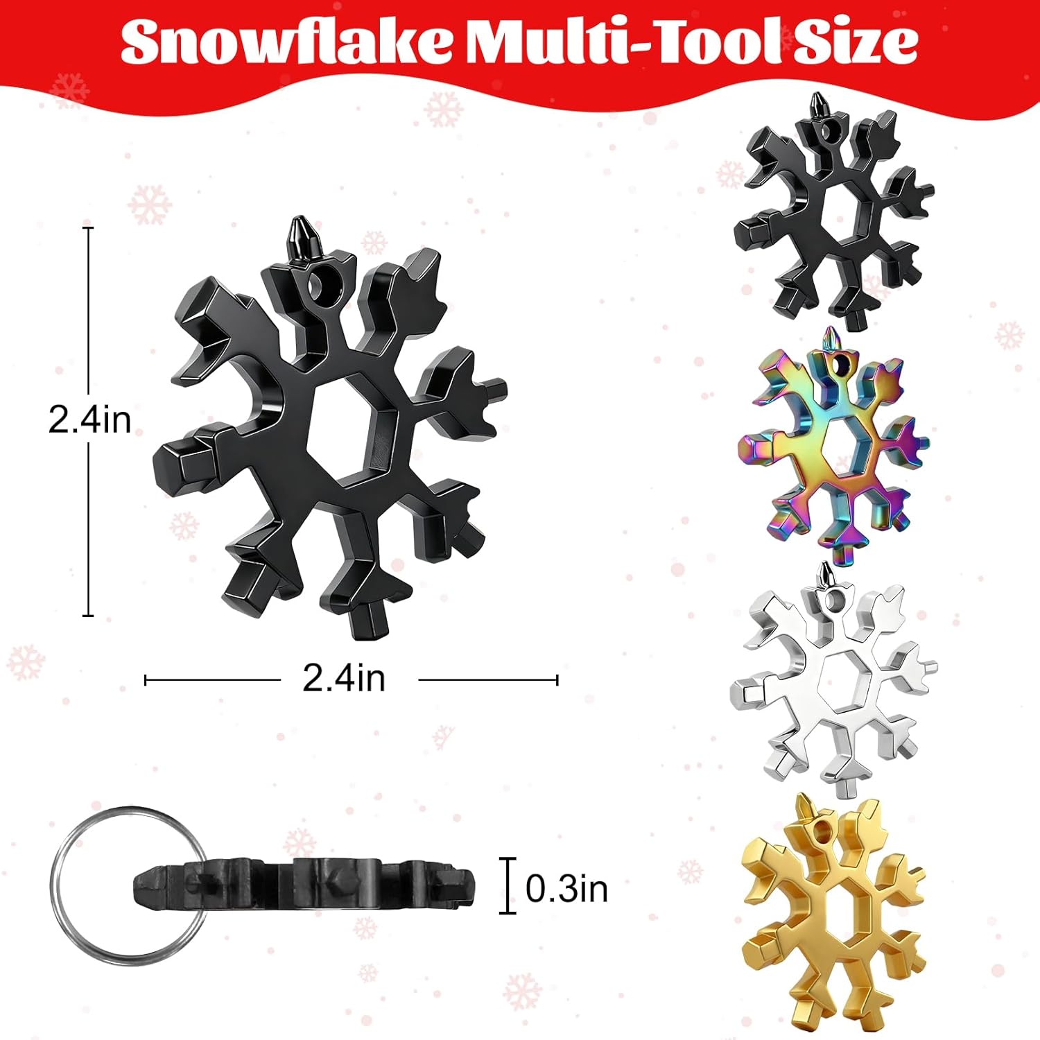 12 Packs 18 in 1 Snowflake Multi Tool for Man,Stainless Steel Snowflake Multitool Stocking Stuffers for Father,Husband,Boyfriend,Snowflake Wrench/Bottle Opener/Screwdriver Kit for Christmas Gifts