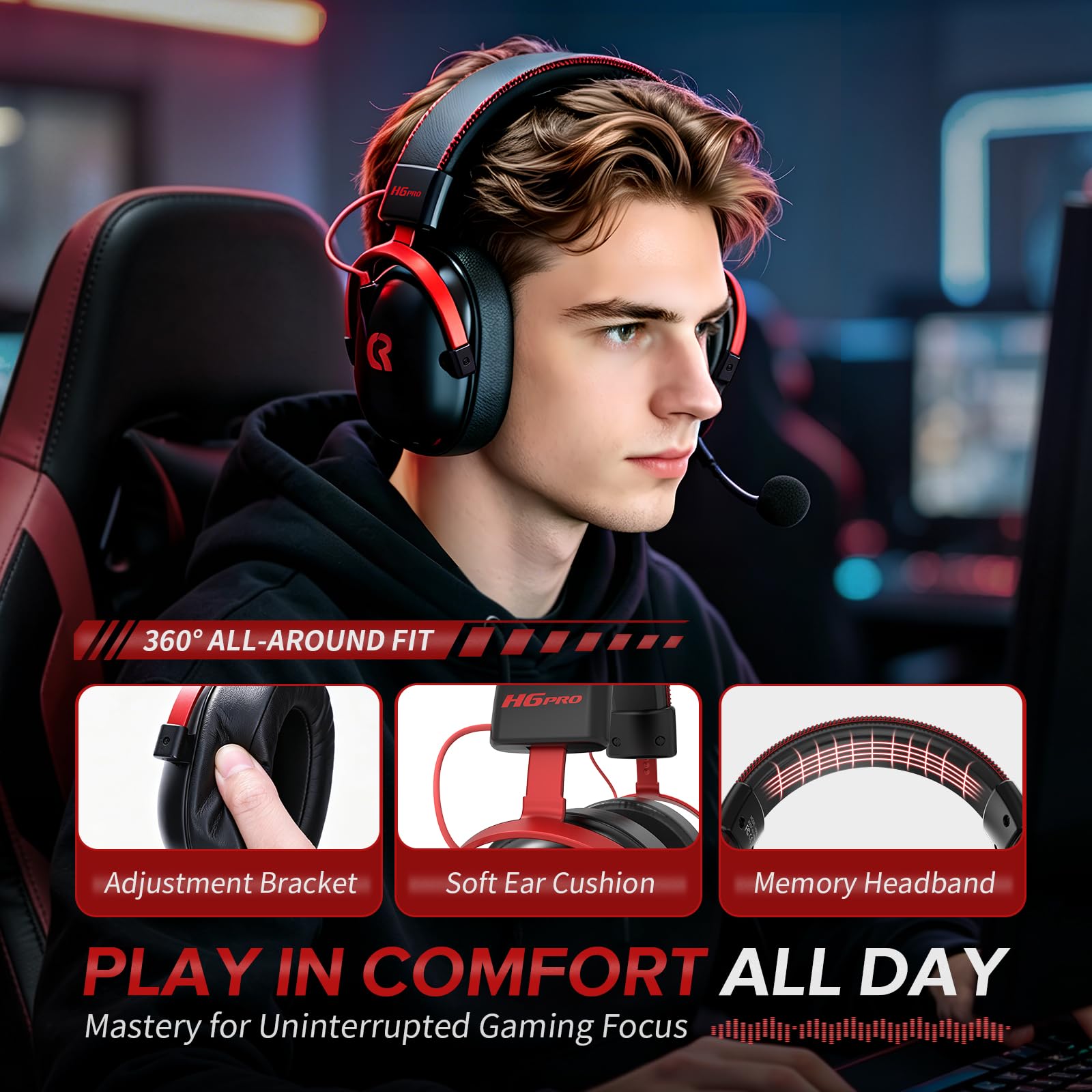 Kabelloses Gaming-Headset mit Ladestation für PC, PS4, PS5, XBOX
