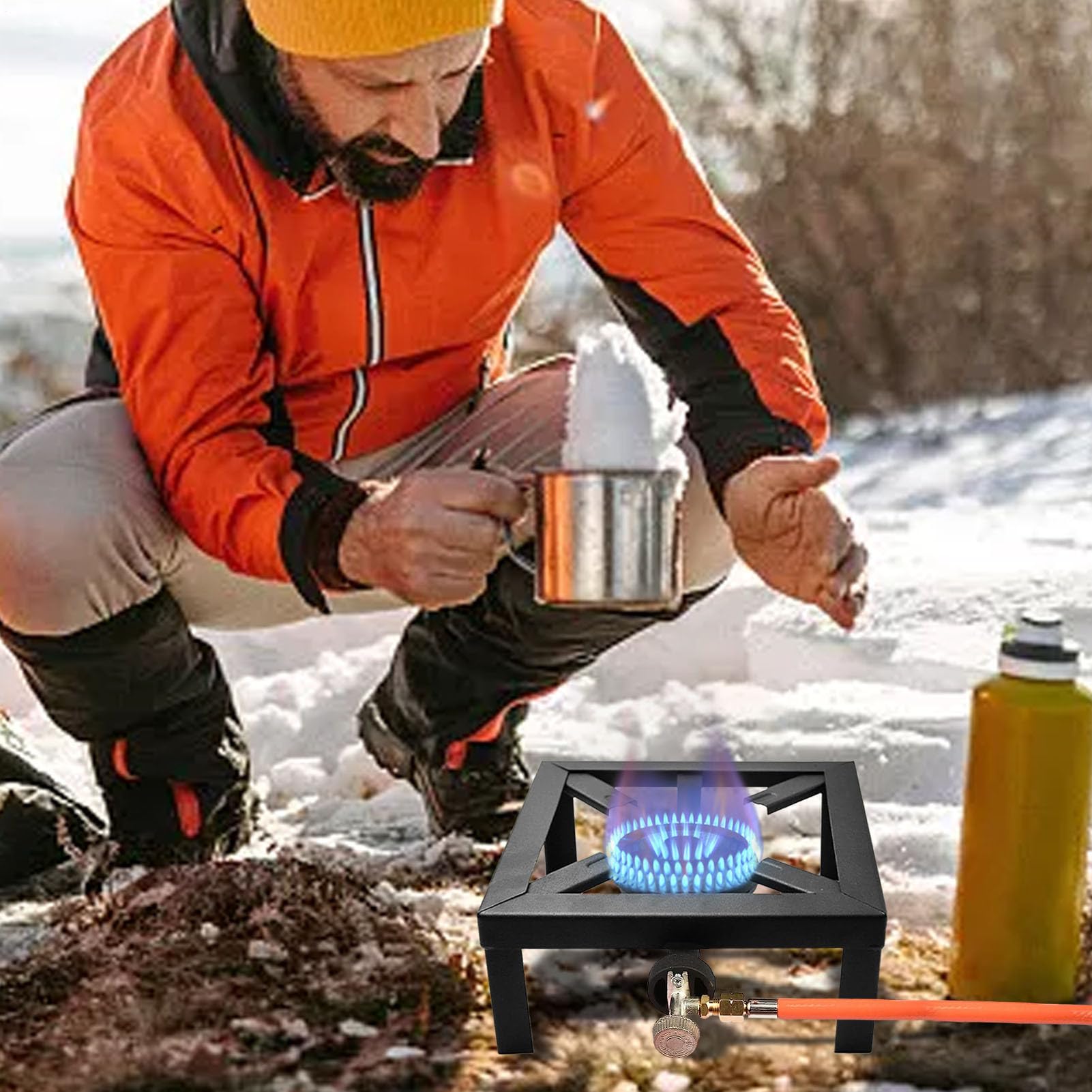 Cash In Ghisa Da Campeggio | Set Di Chef Ad Anello Portatile | Grande Fiamma - Bruciatore Singolo Per Esterno | Furnace In Ghisa Con Alimentazione 6000 W, Valvola Di Controllo Della Pressi