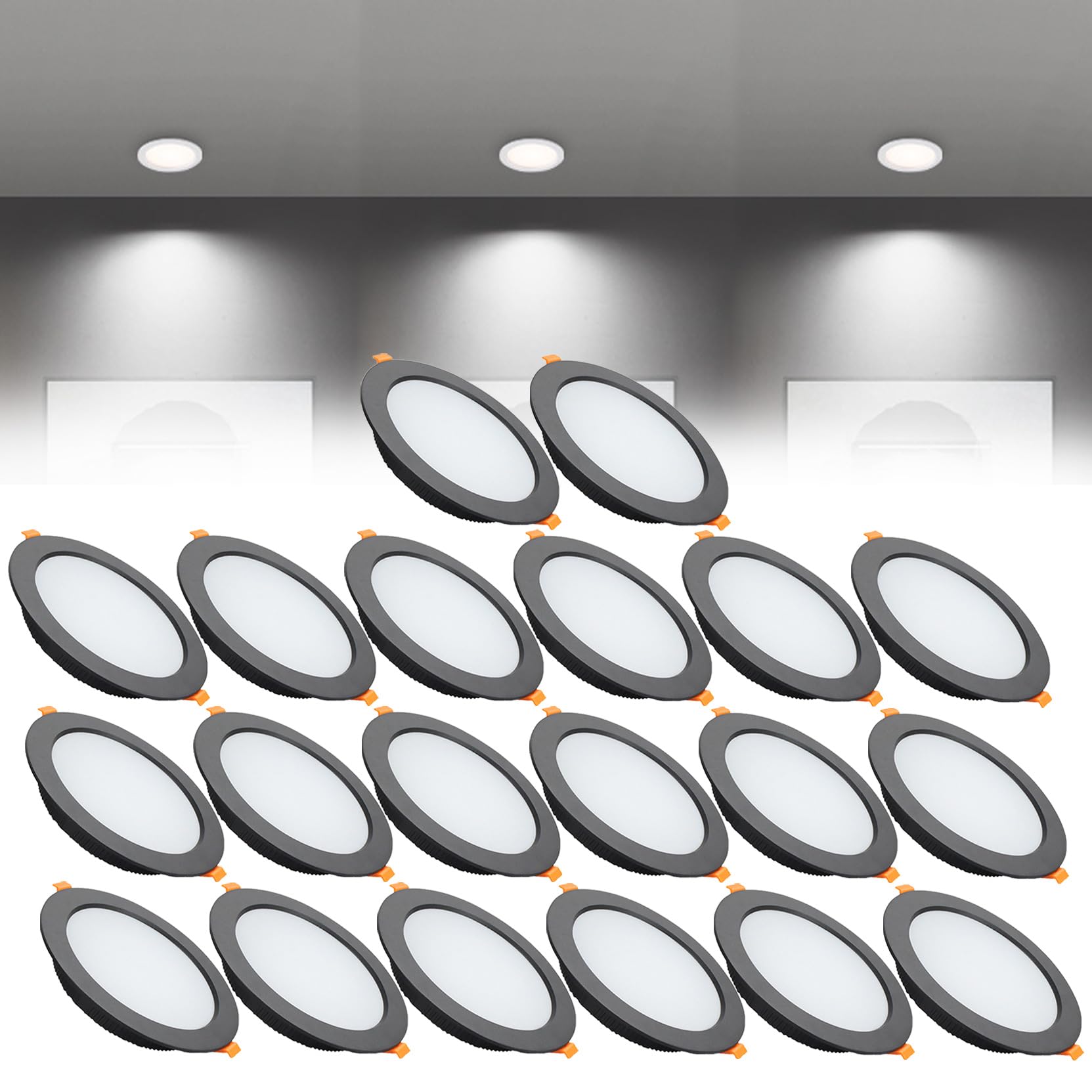 Syibelters 12W LED Recessed Ceiling Lights 145mm Cold White 6000K 12W 240LM, Cut Φ110-130mm, AC110-240V Ultra Slim Downlights, LED Panel Light for Living Room Hallway, 20 Pack