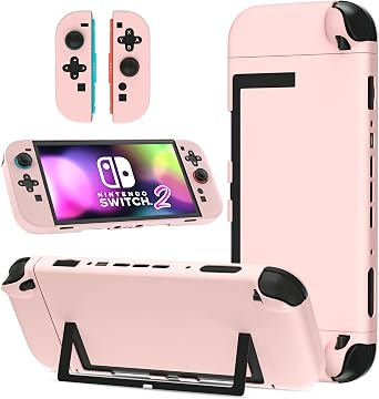 GLDRAM Pink Case Compatible with Nintendo Switch 2 2025, Durable PC Protective Case + Detachable PC Joycon Cover, Hardshell Shock & Scratch Skin Protector