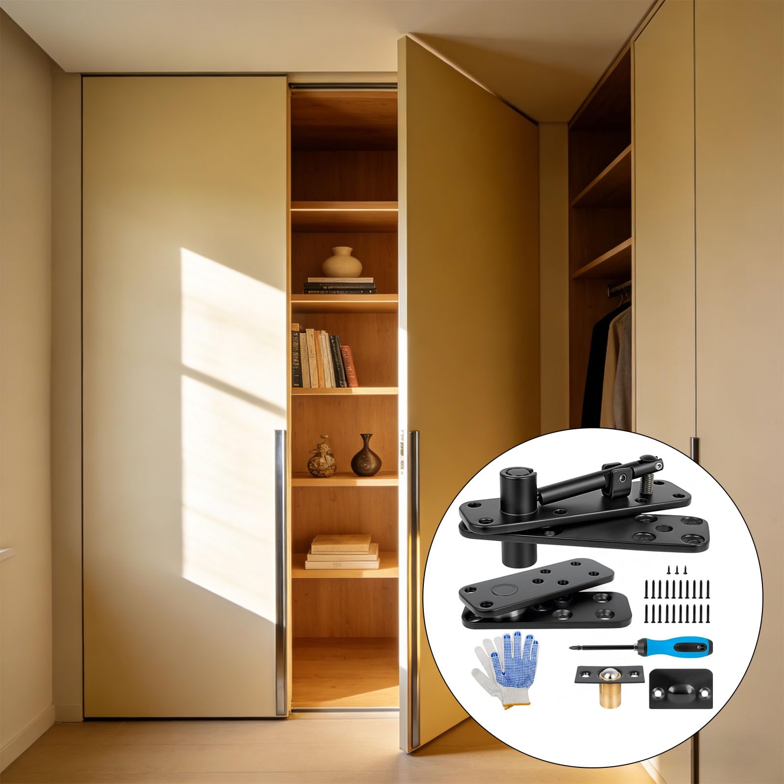 Bisagra de puerta oculta de acero inoxidable de alta calidad, soporta 550 libras de peso para puertas secretas de estanterías, gabinetes, bisagras ocultas