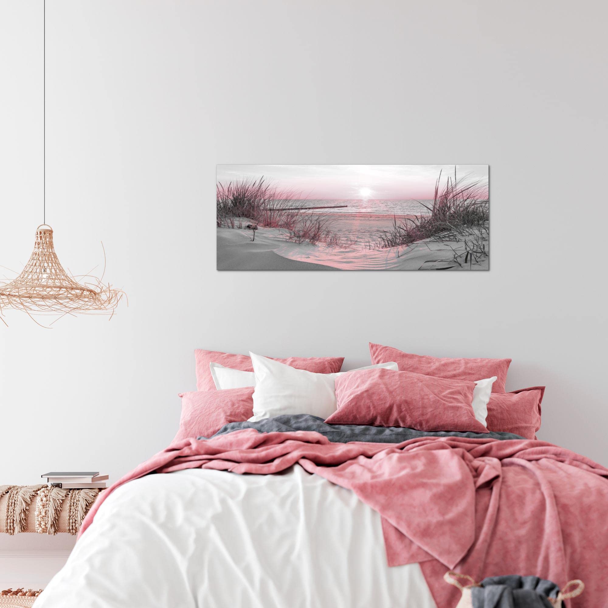 Quadro Murale Spiaggia E Pietre - 120x40cm, Tela Non Tessuta, Beige - Foto 7